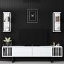 Chrome Line Mobile porta TV impiallacciatura di legno Bianco Nero 2