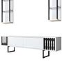 Chrome Line TV cabinet Wood veneer White Black 6