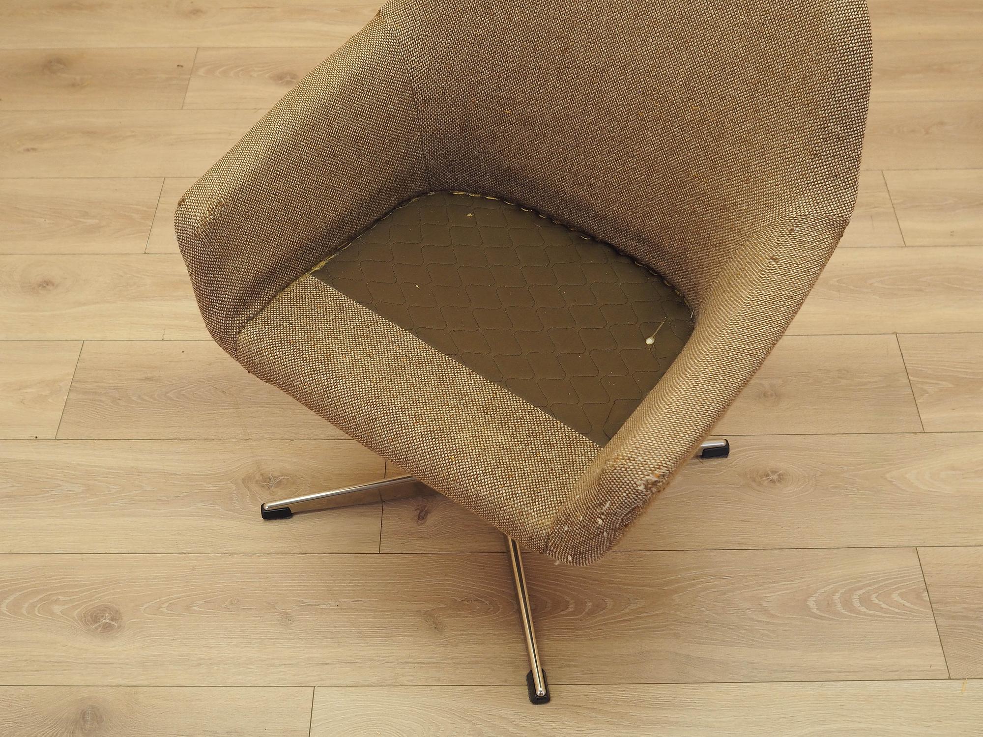 Vintage chair metal textile brown 1970s 14