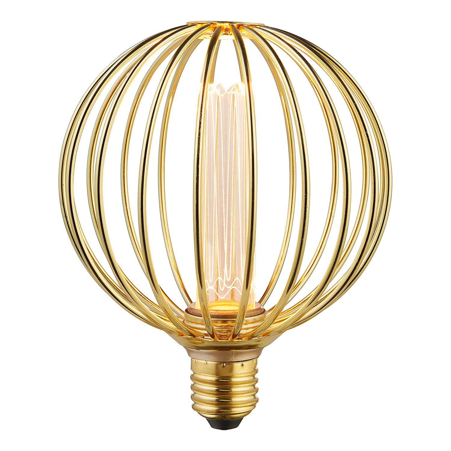 LED-Leuchtmittel Globe Klarglas / Stahl Gold 0