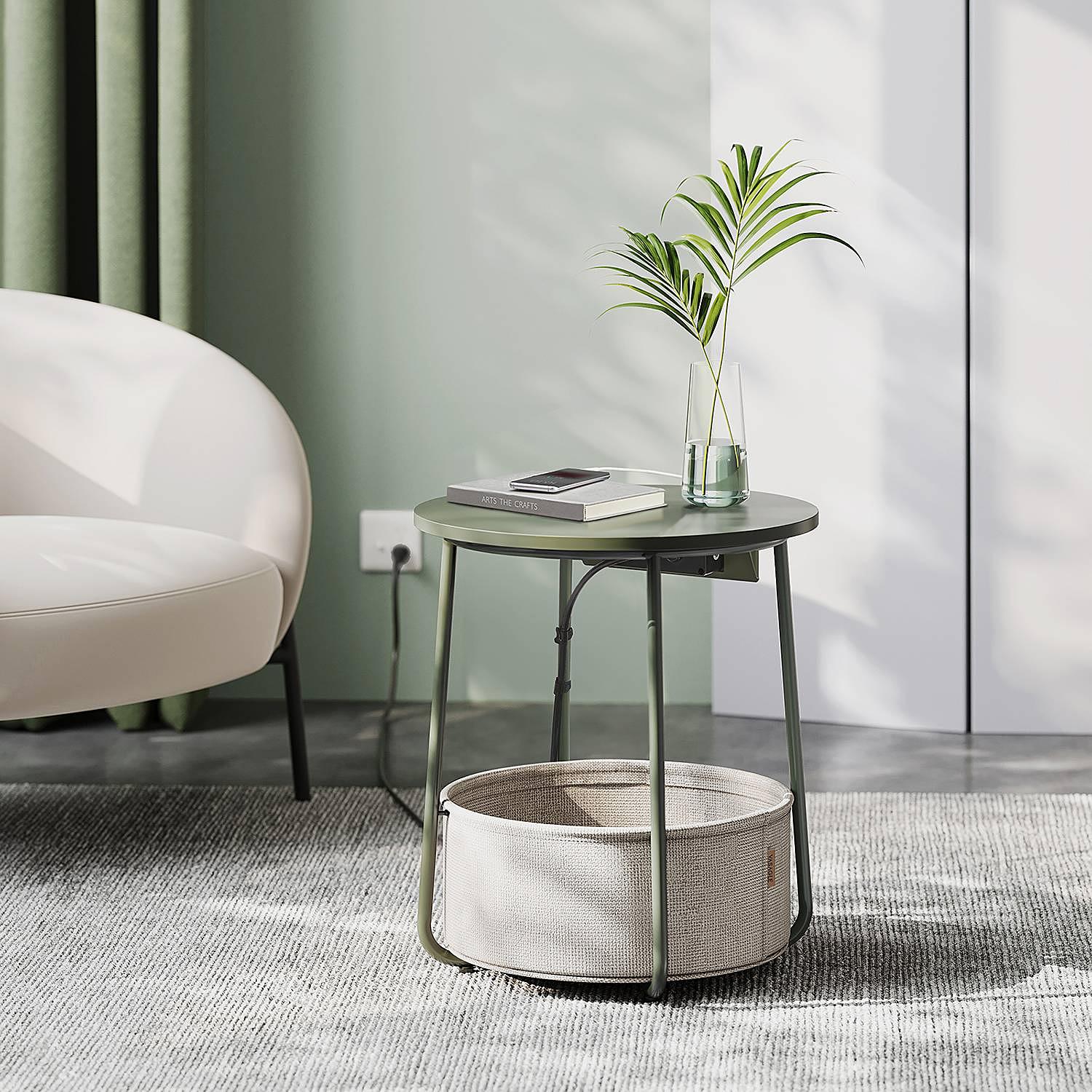Beistelltisch Ponoka mit Steckdose Khaki 4