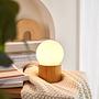 Table lamp Woody Shine real wood veneer / opal glass ash 2