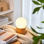 Table lamp Woody Shine real wood veneer / opal glass ash 3