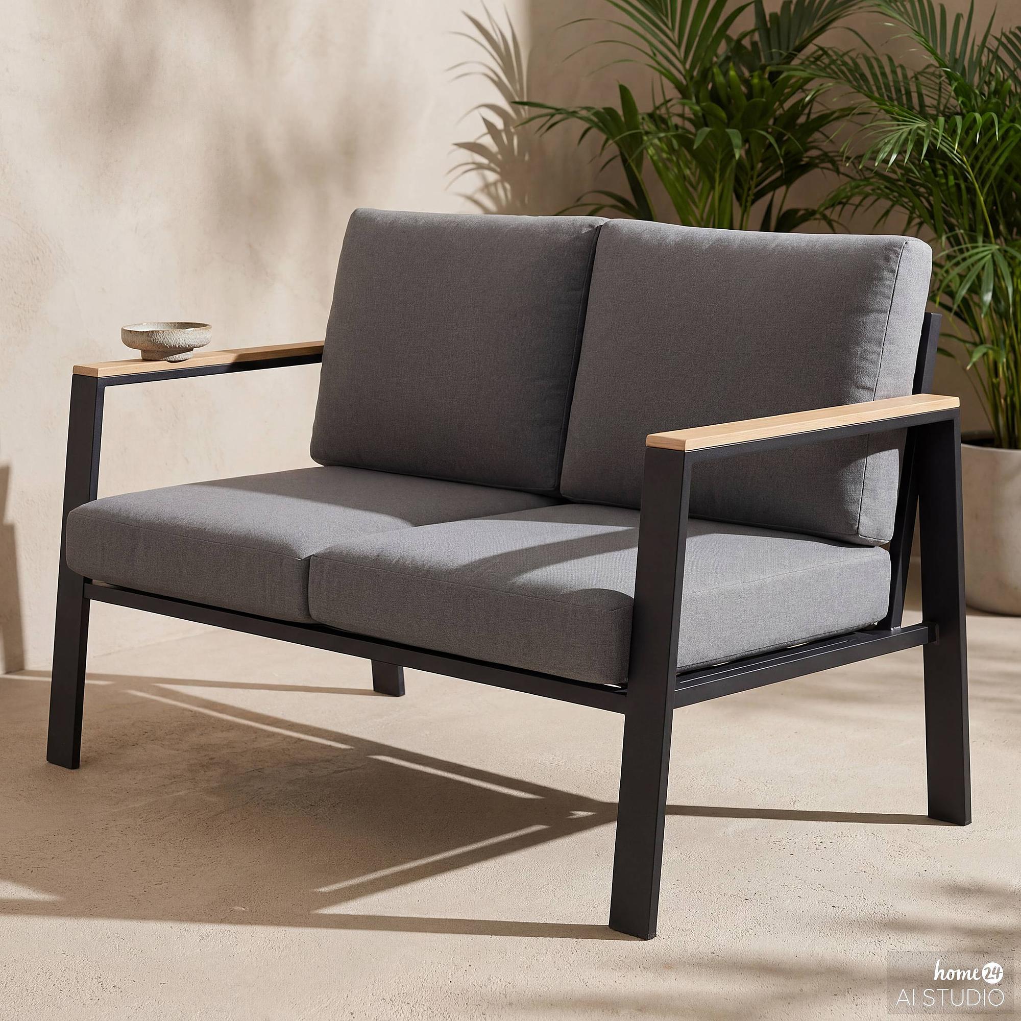 2-Seater Lounge Sofa Aviel Aluminum Polyester Anthracite 0