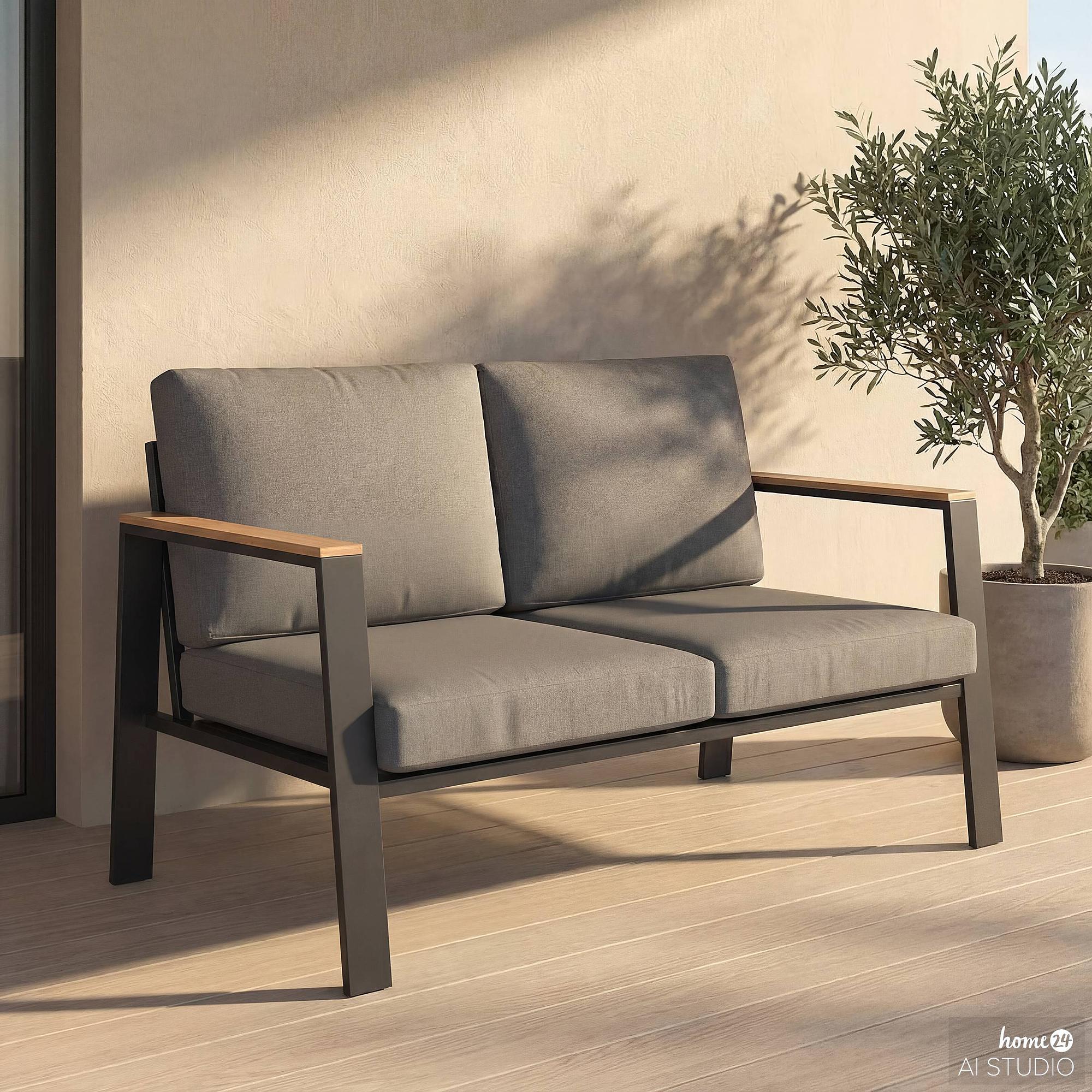2-Seater Lounge Sofa Aviel Aluminum Polyester Anthracite 4