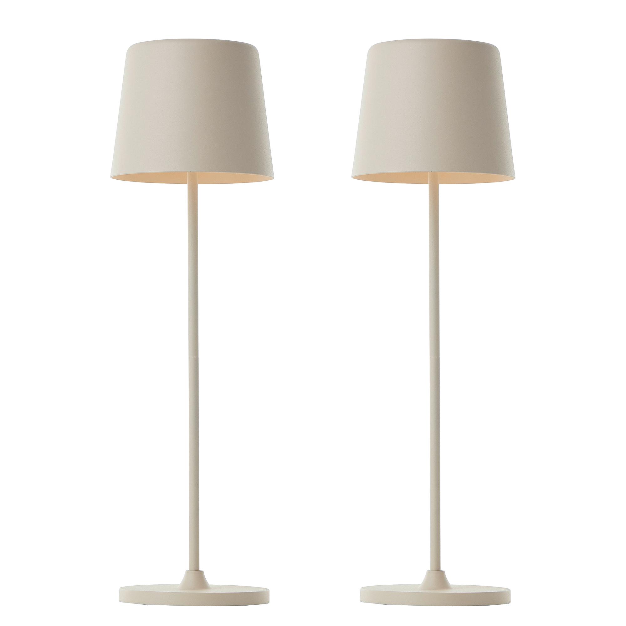 LED-Tischleuchte Kaami Eisen Kunststoff Beige 2er Set 0