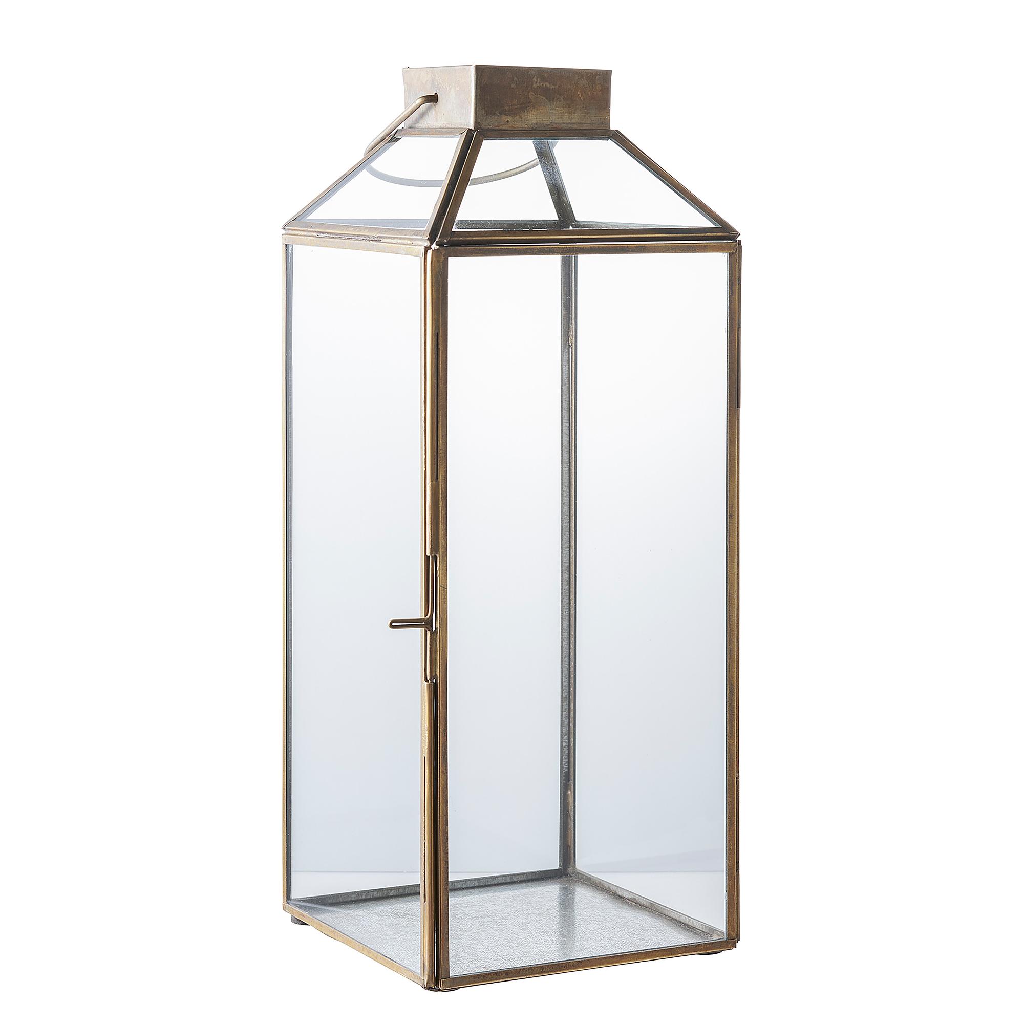 Laterne Mysore Messing Stahl Klarglas 14 x 35 x 14 cm 1