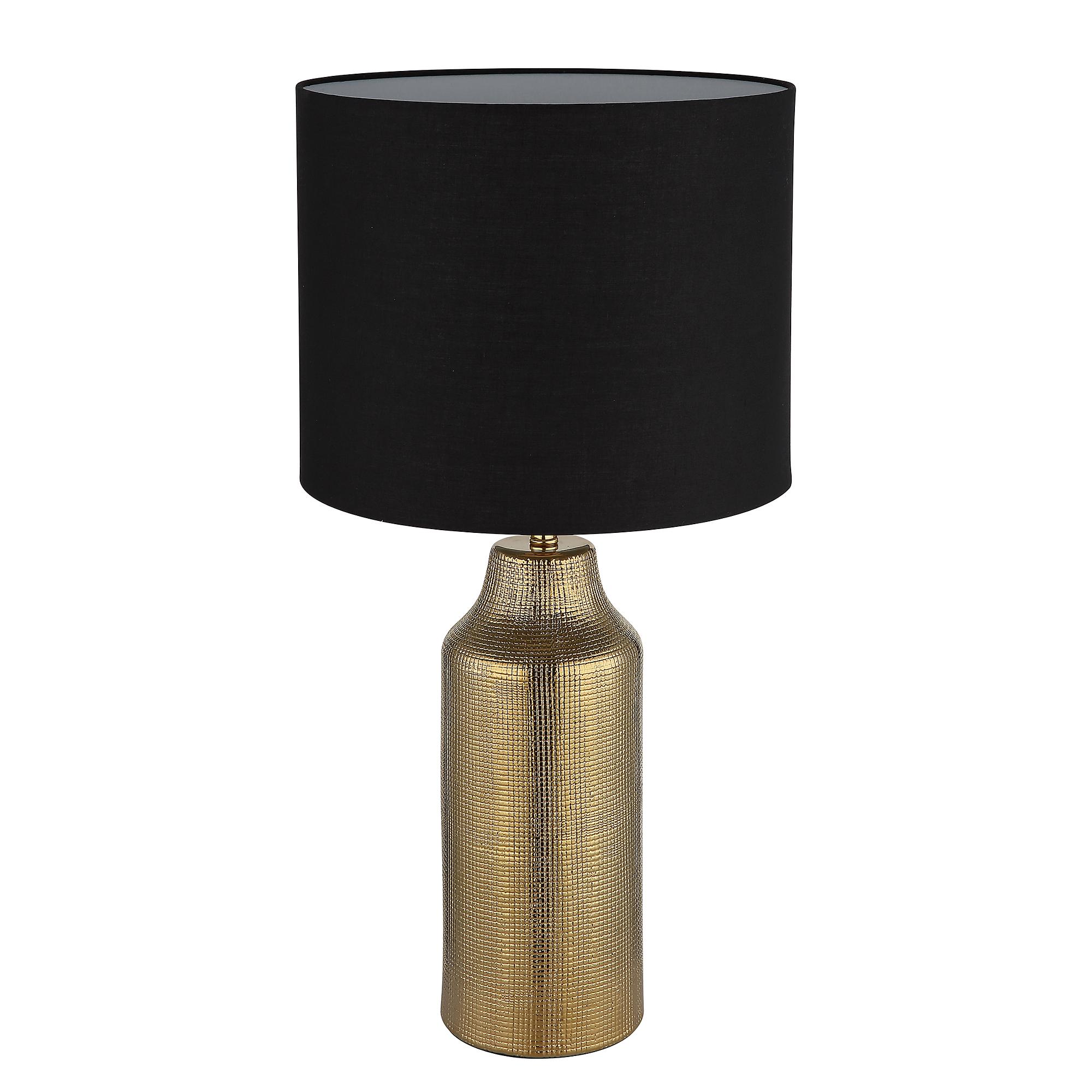 Table lamp Elden structural fabric ceramic black gold 4