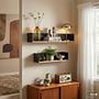 Wall shelf Beikou Type A real wood veneer fir black 1