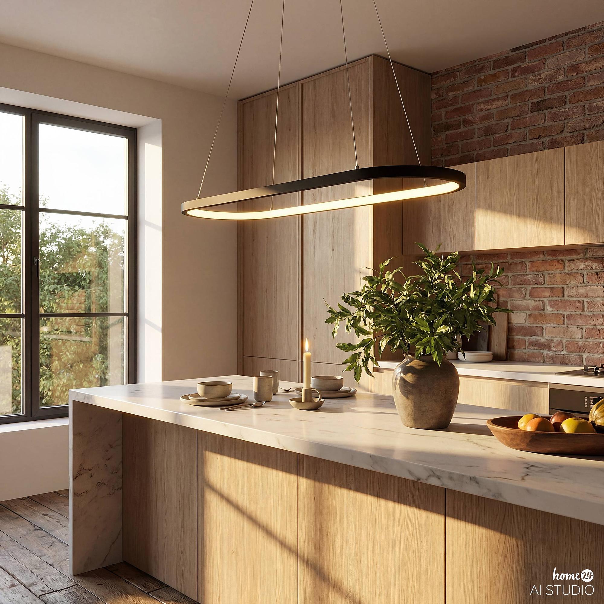 Pendelleuchte YANA Eisen / Aluminium 1-flammig Breite: 80 cm 2