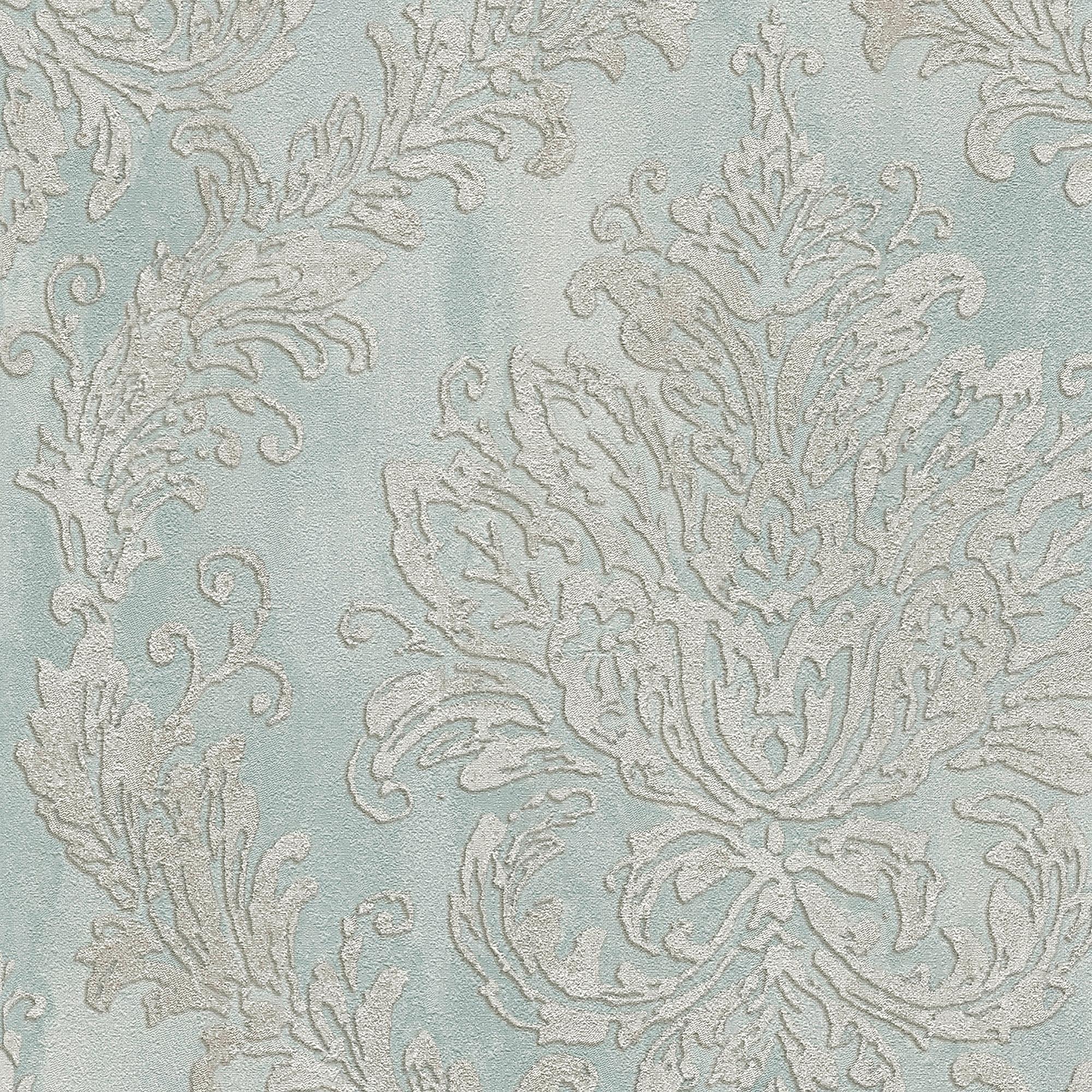 Vliestapete Hoa Luxus Ornamente Vlies Taubenblau / Creme 0
