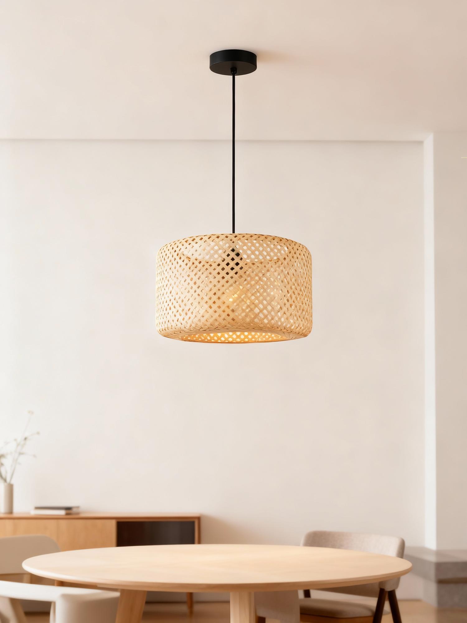Pendant light Milham cast iron / bamboo natural 2