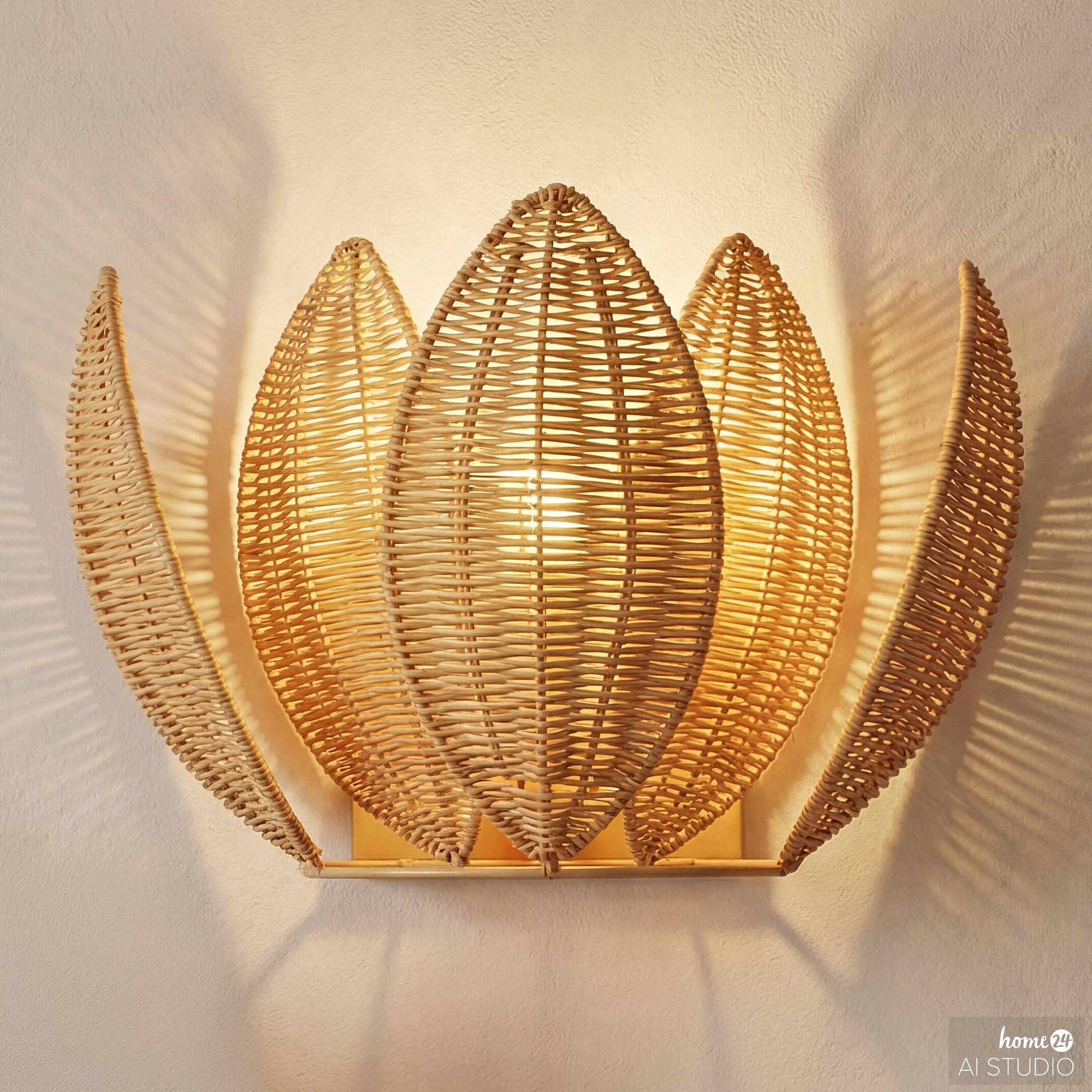 Wandleuchte ZYMOR Rattan / Eisen 1-flammig 1