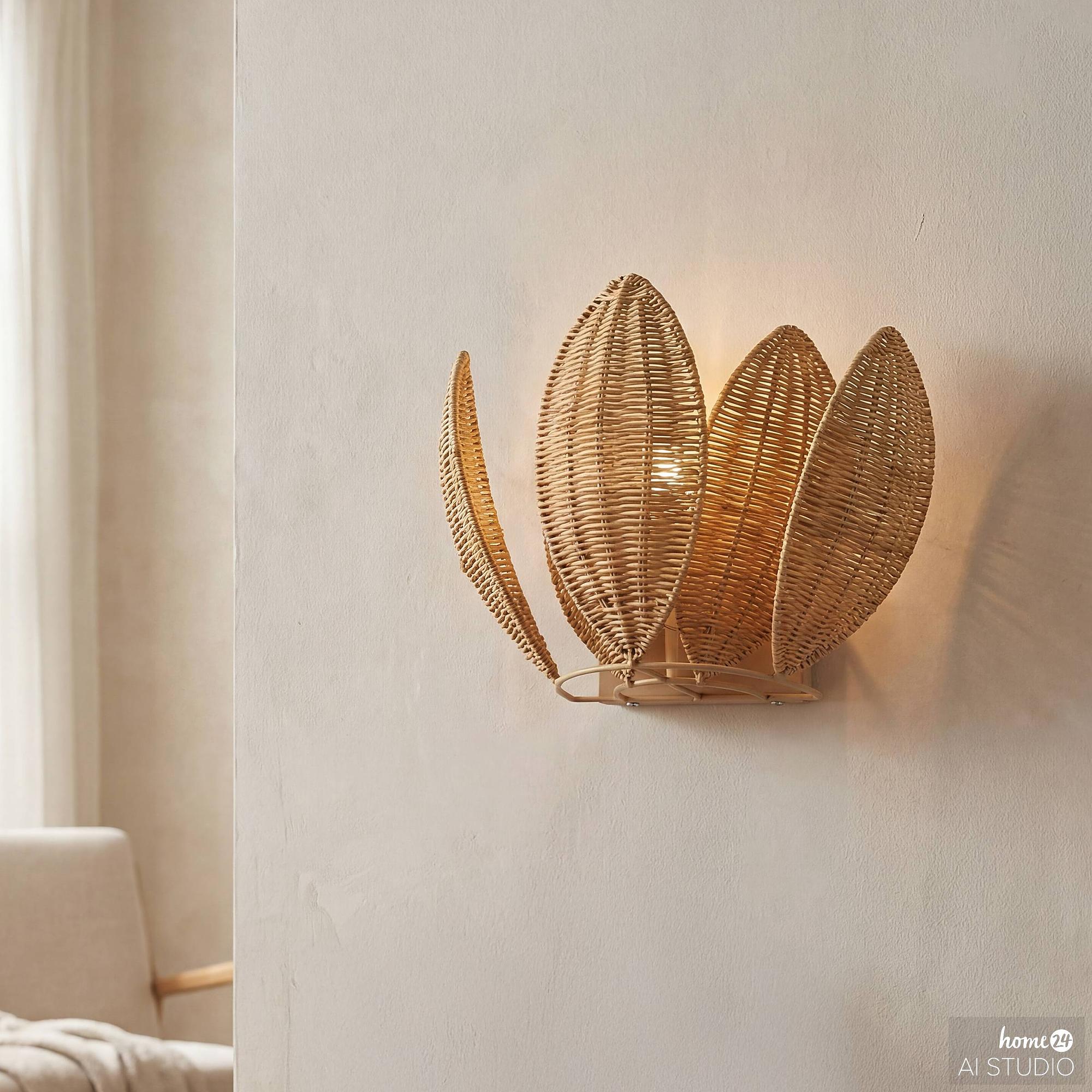 Wandleuchte ZYMOR Rattan / Eisen 1-flammig 2