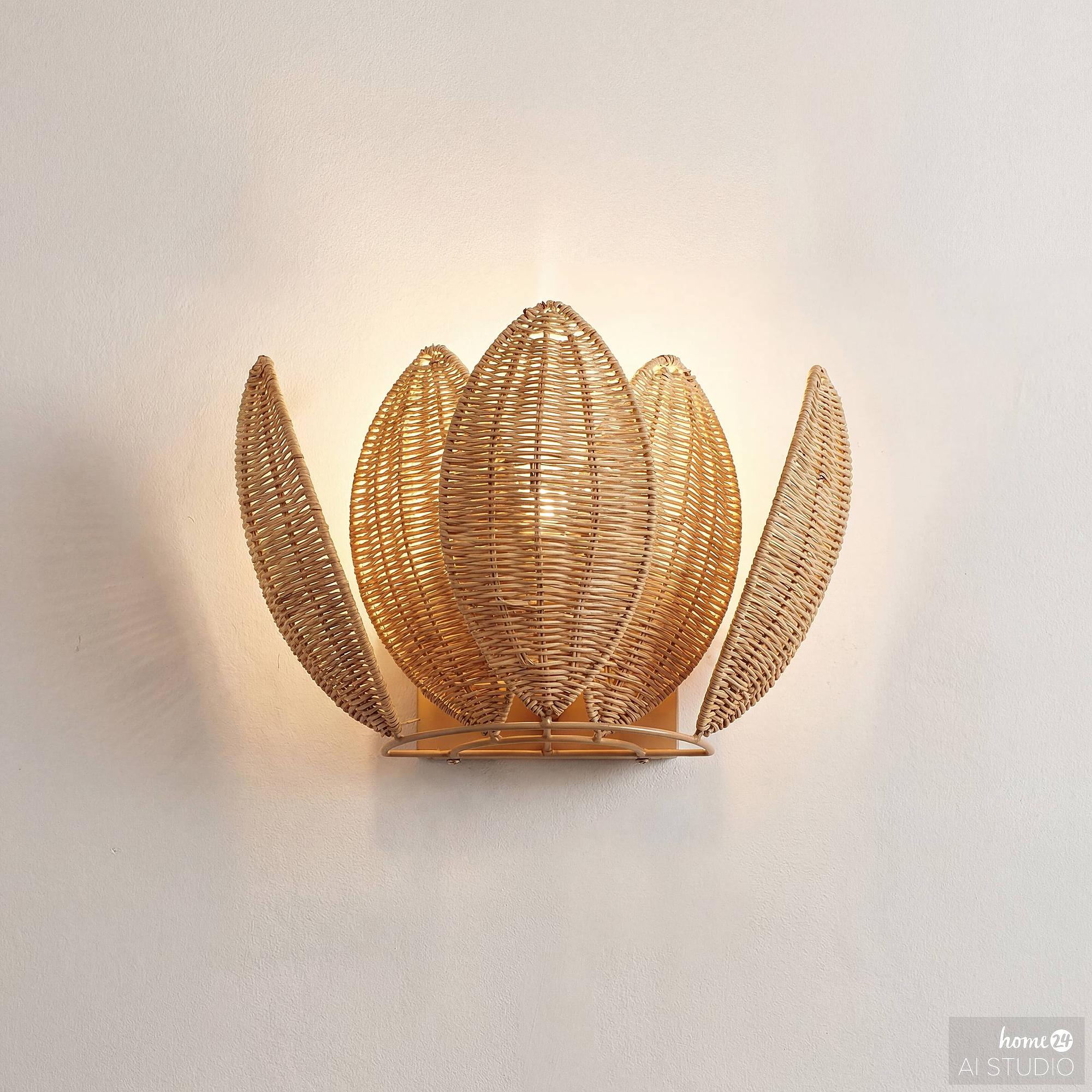 Wandleuchte ZYMOR Rattan / Eisen 1-flammig 4