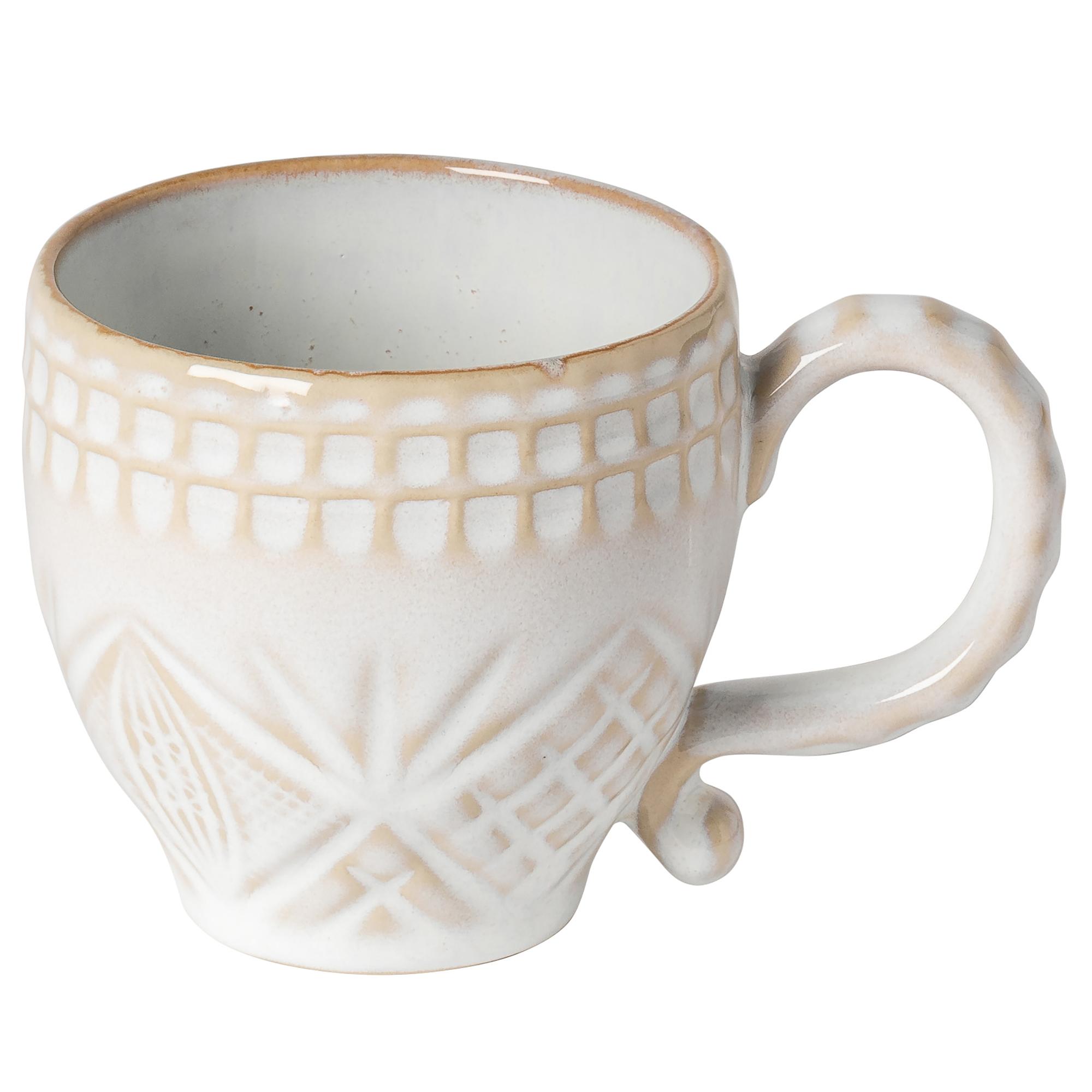 Kaffeebecher Cristal 6er Set Steinzeug Weiß / Sand 1