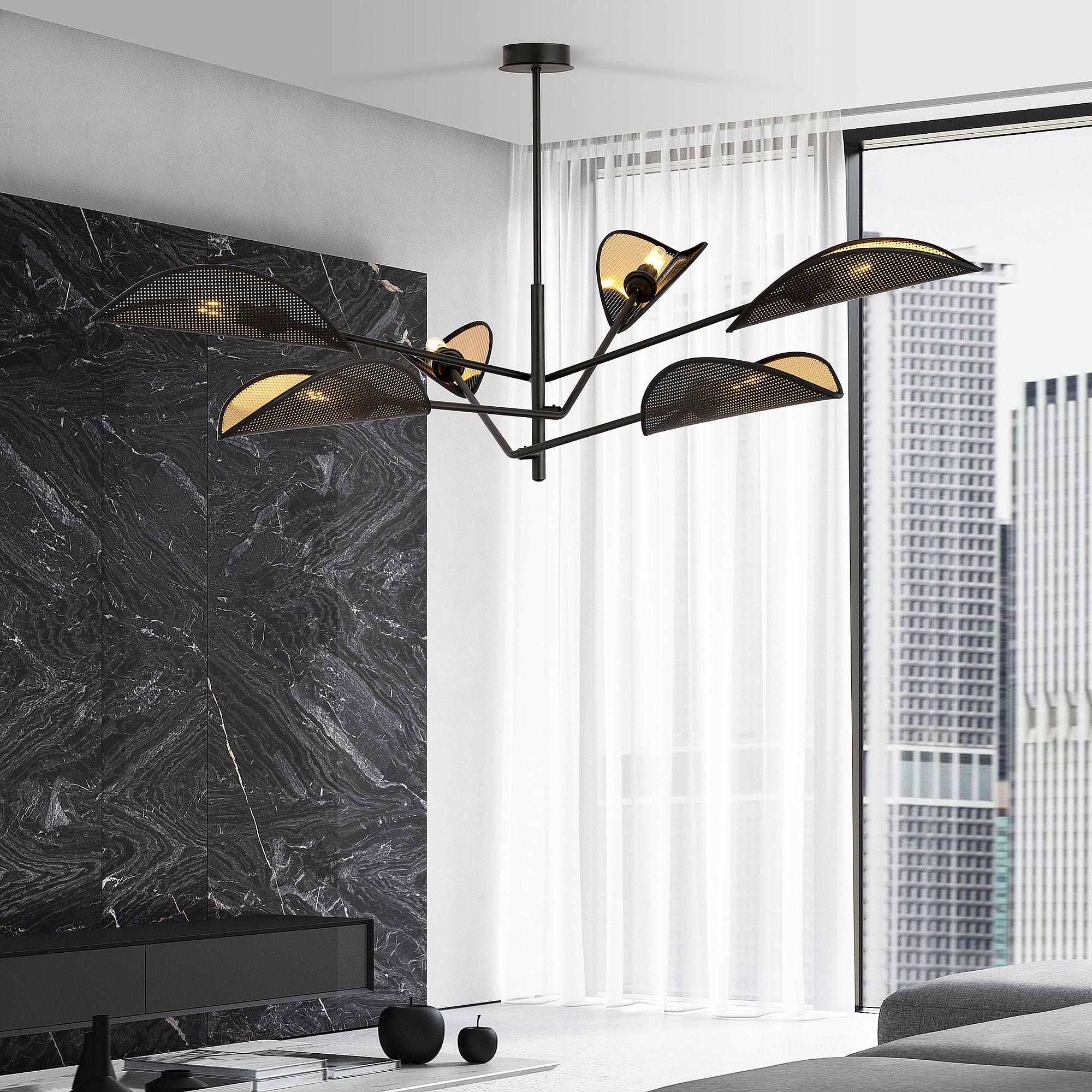 Ceiling lamp Vene Steel / Polyamide Black / Gold 2