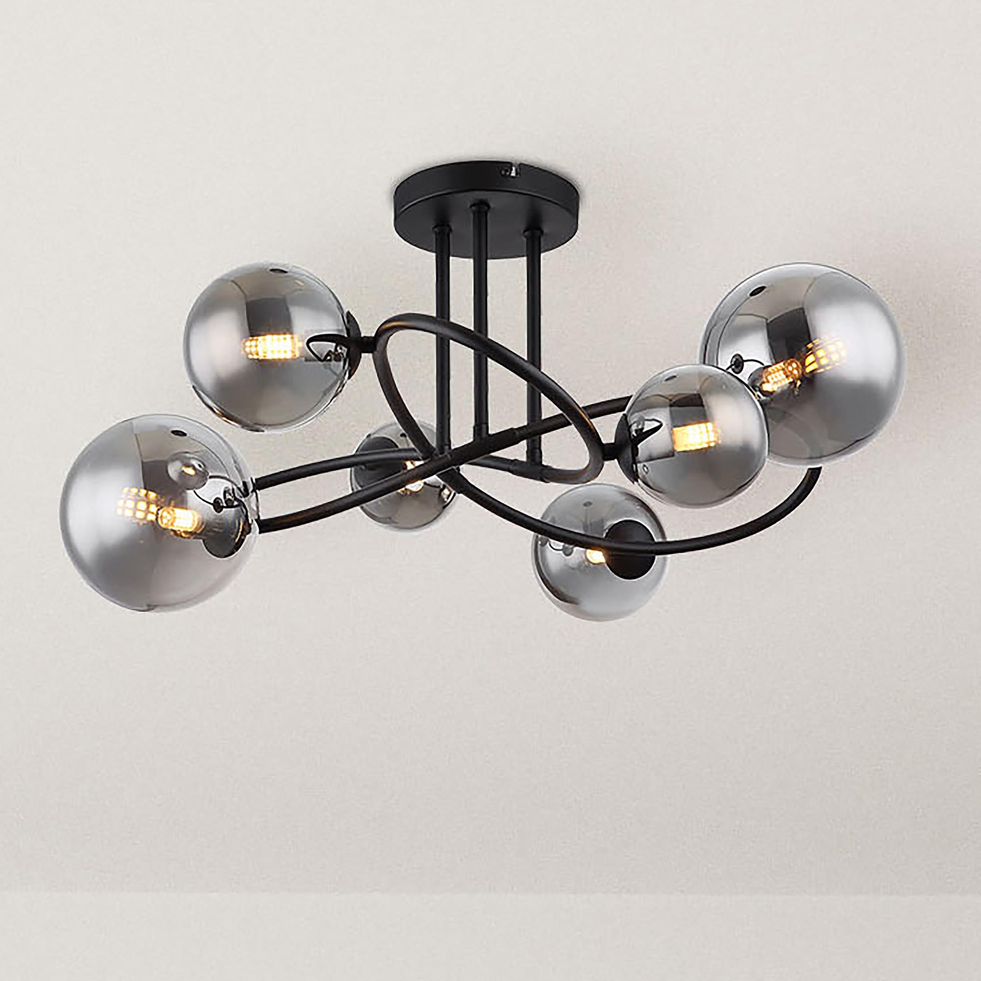 LED ceiling light Riha Type C smoked glass / iron 0