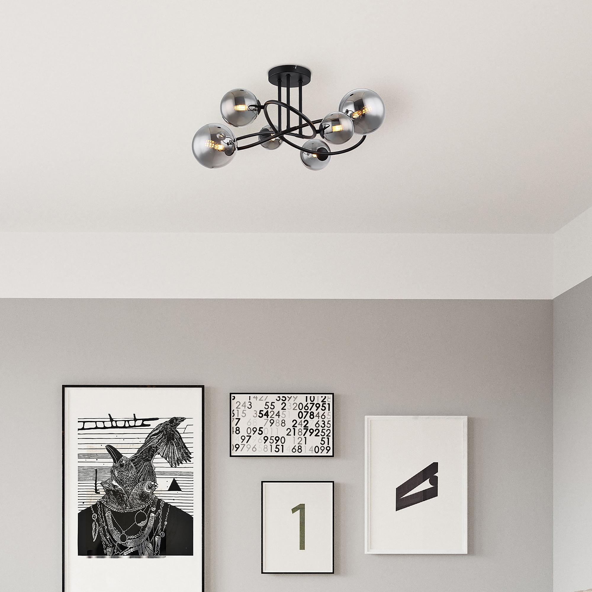 LED ceiling light Riha Type C smoked glass / iron 2