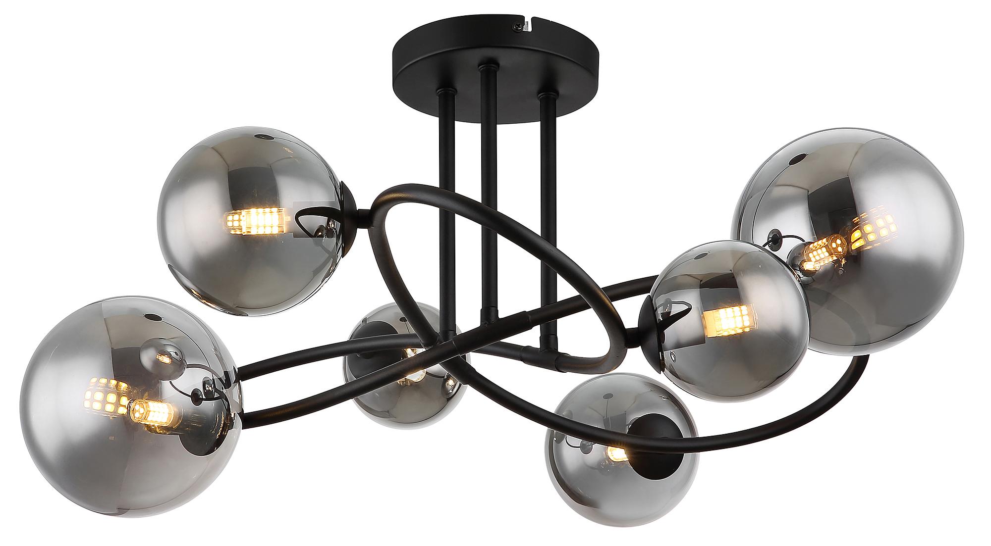LED ceiling light Riha Type C smoked glass / iron 3