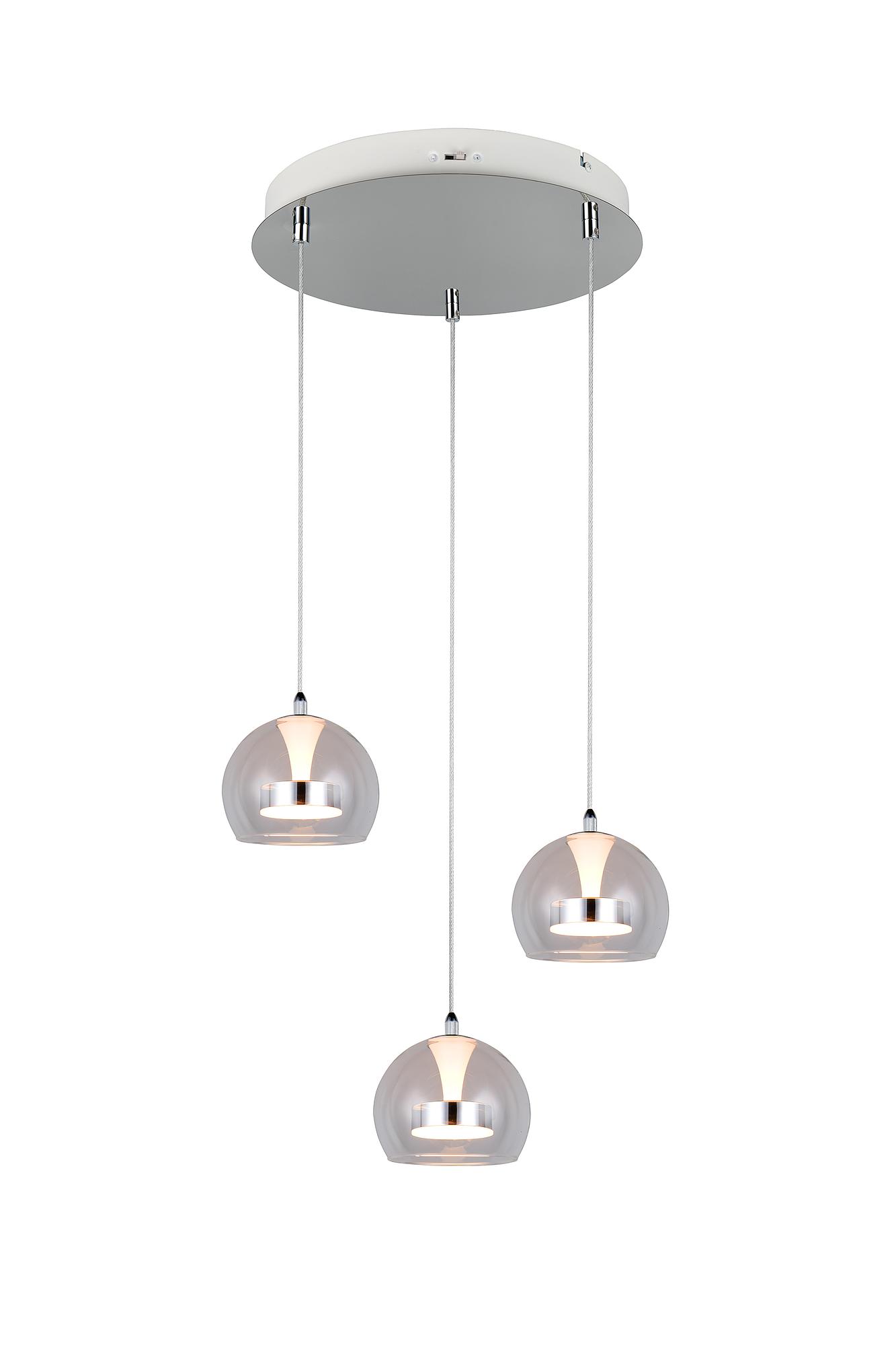 LED pendant light Flynt round clear glass / iron 2