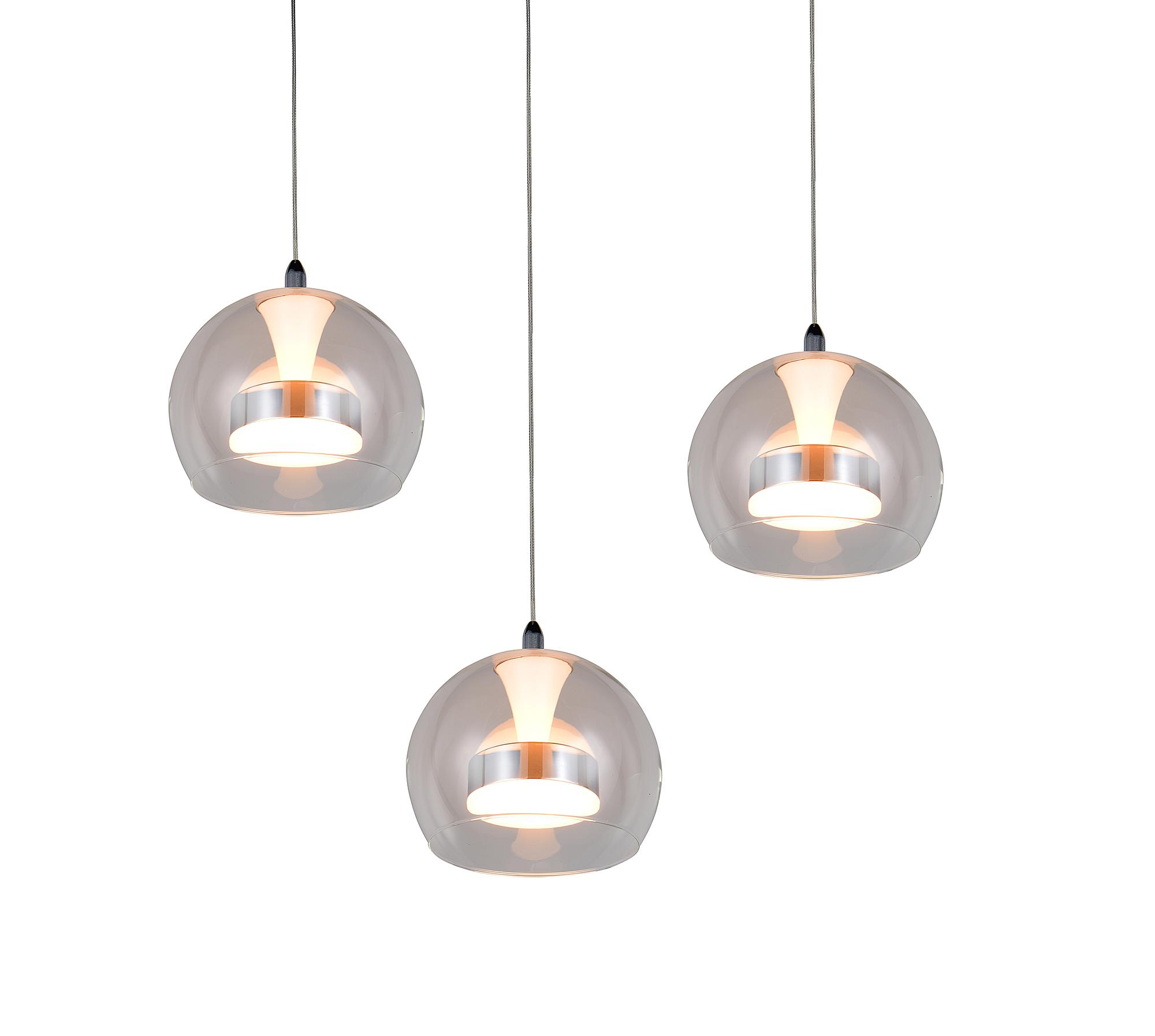 LED pendant light Flynt round clear glass / iron 3