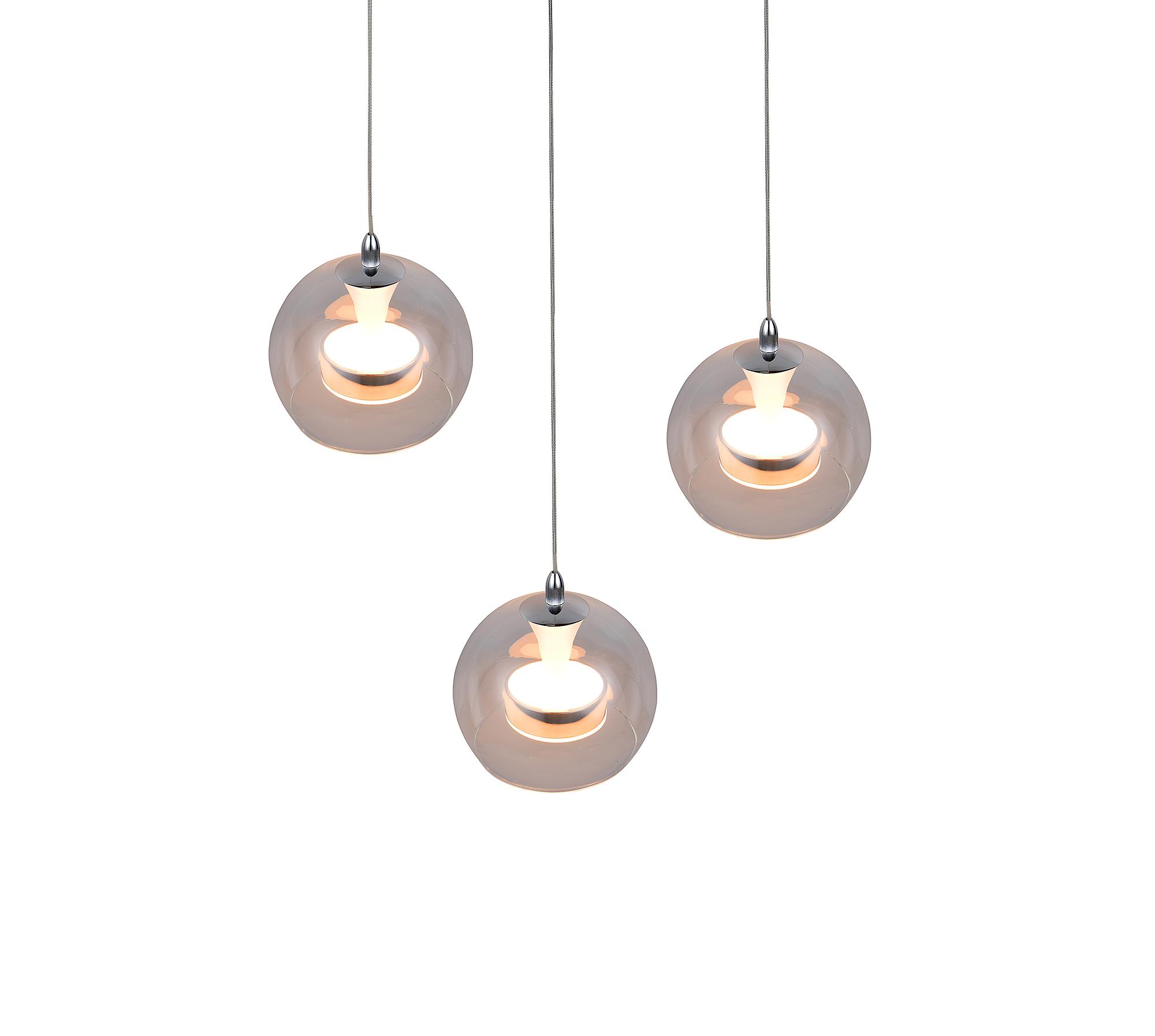 LED pendant light Flynt round clear glass / iron 4