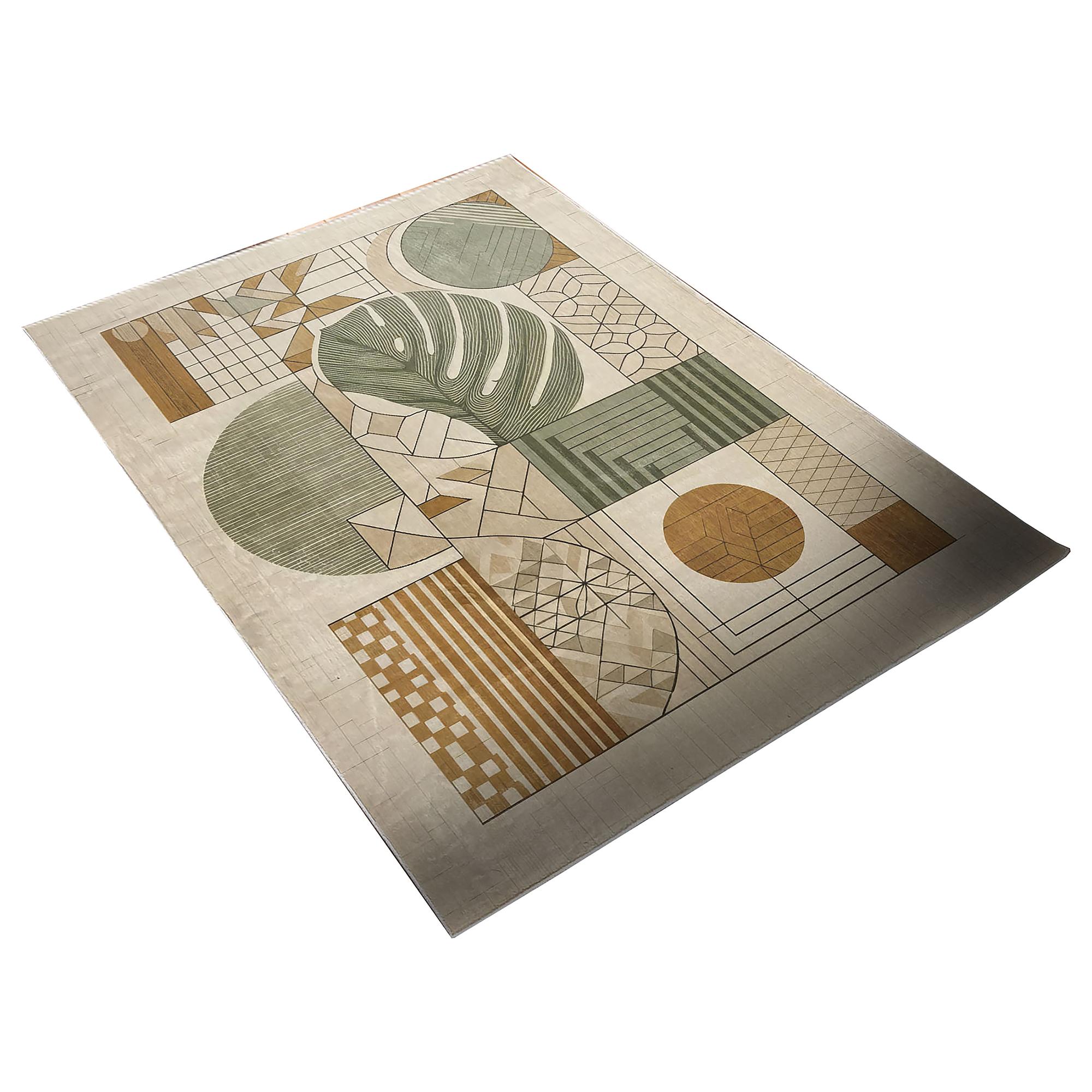Kurzflorteppich Auari Polyester Ingwer / Grün 69 x 114 cm 0