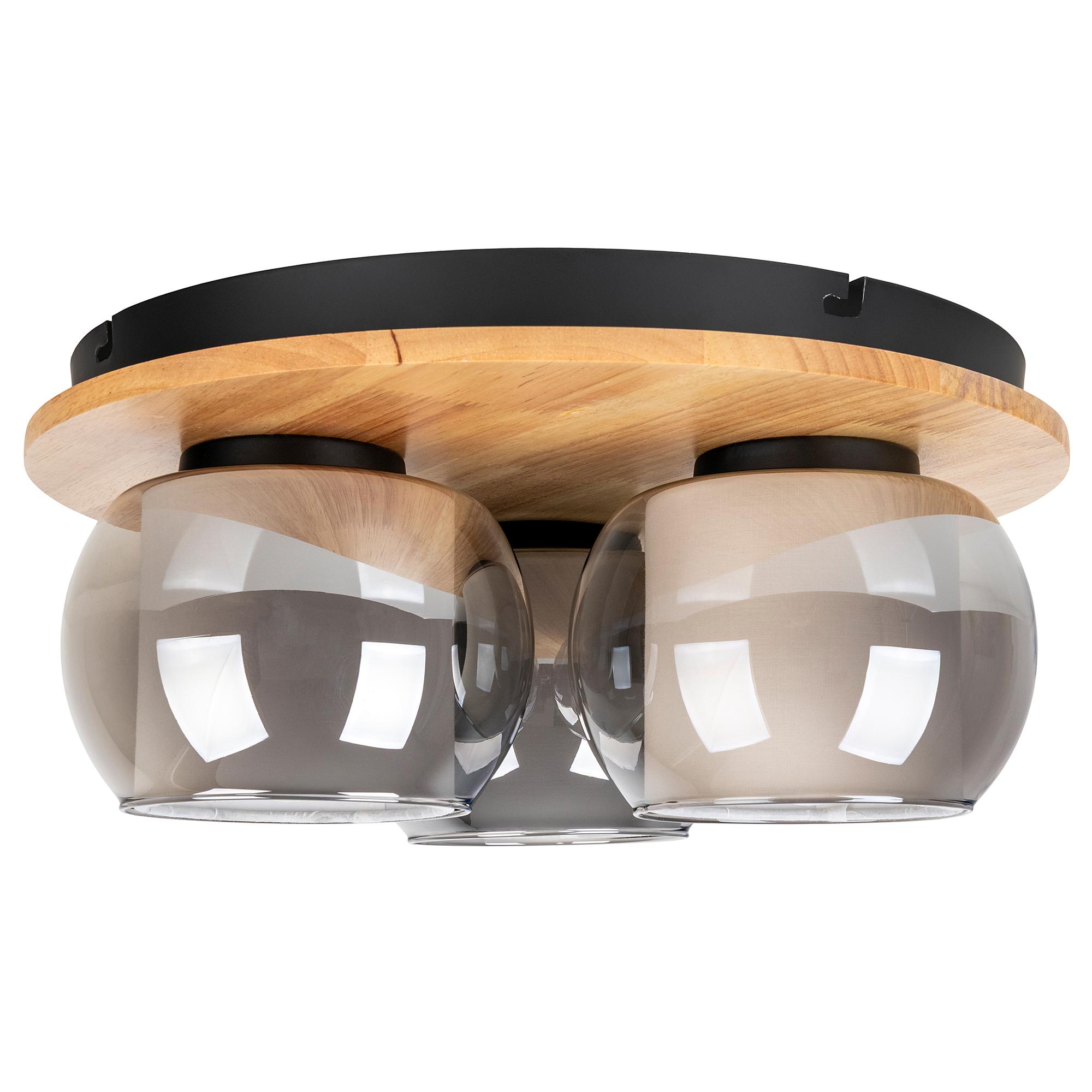 Ceiling light Texas Type B rubberwood / smoked glass 3