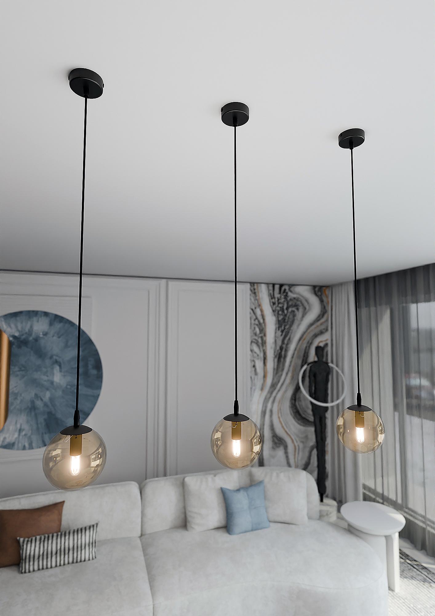 Pendant light Cosmo Type A steel / amber colored glass 3