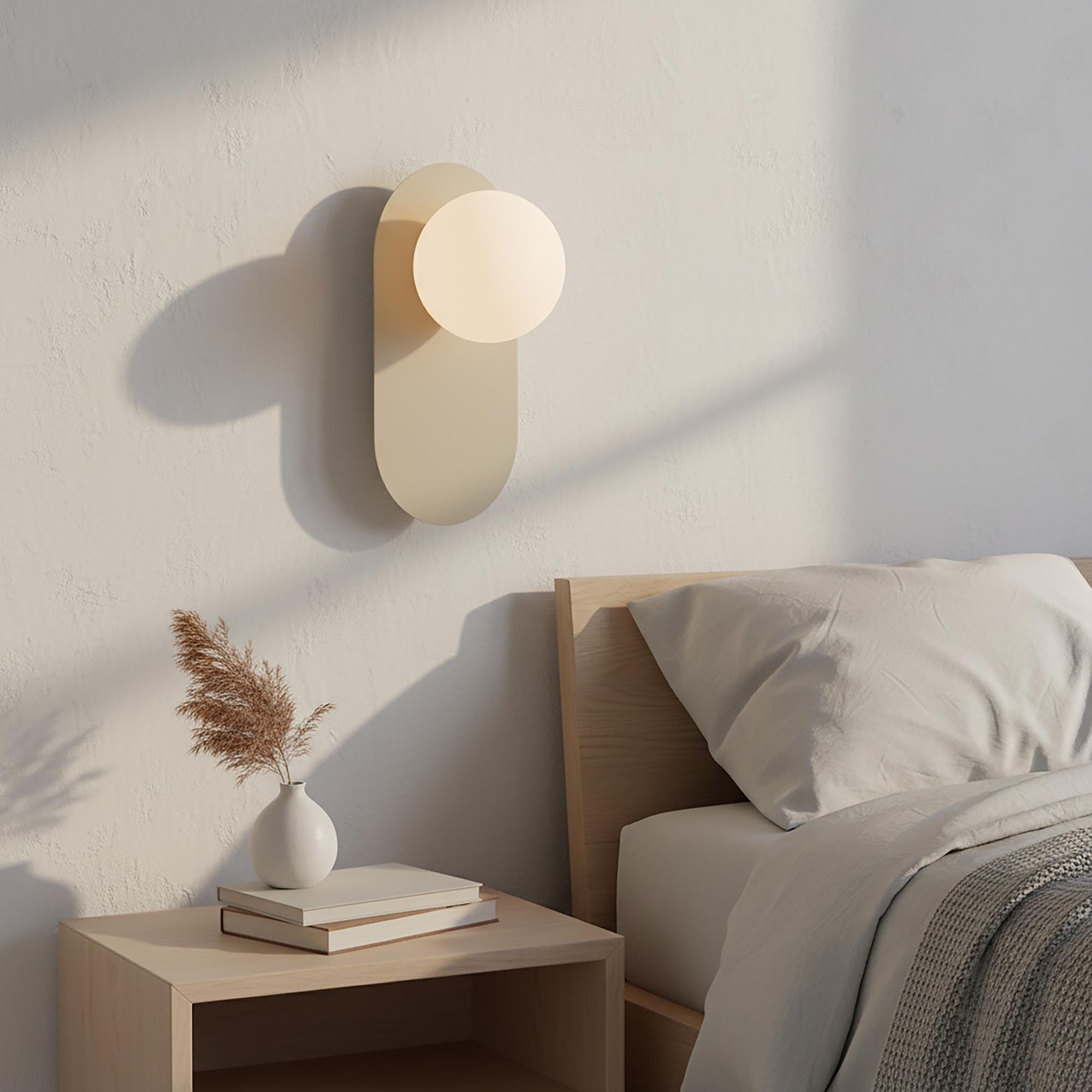 Wandleuchte Viva Opalglas / Stahl Beige 2