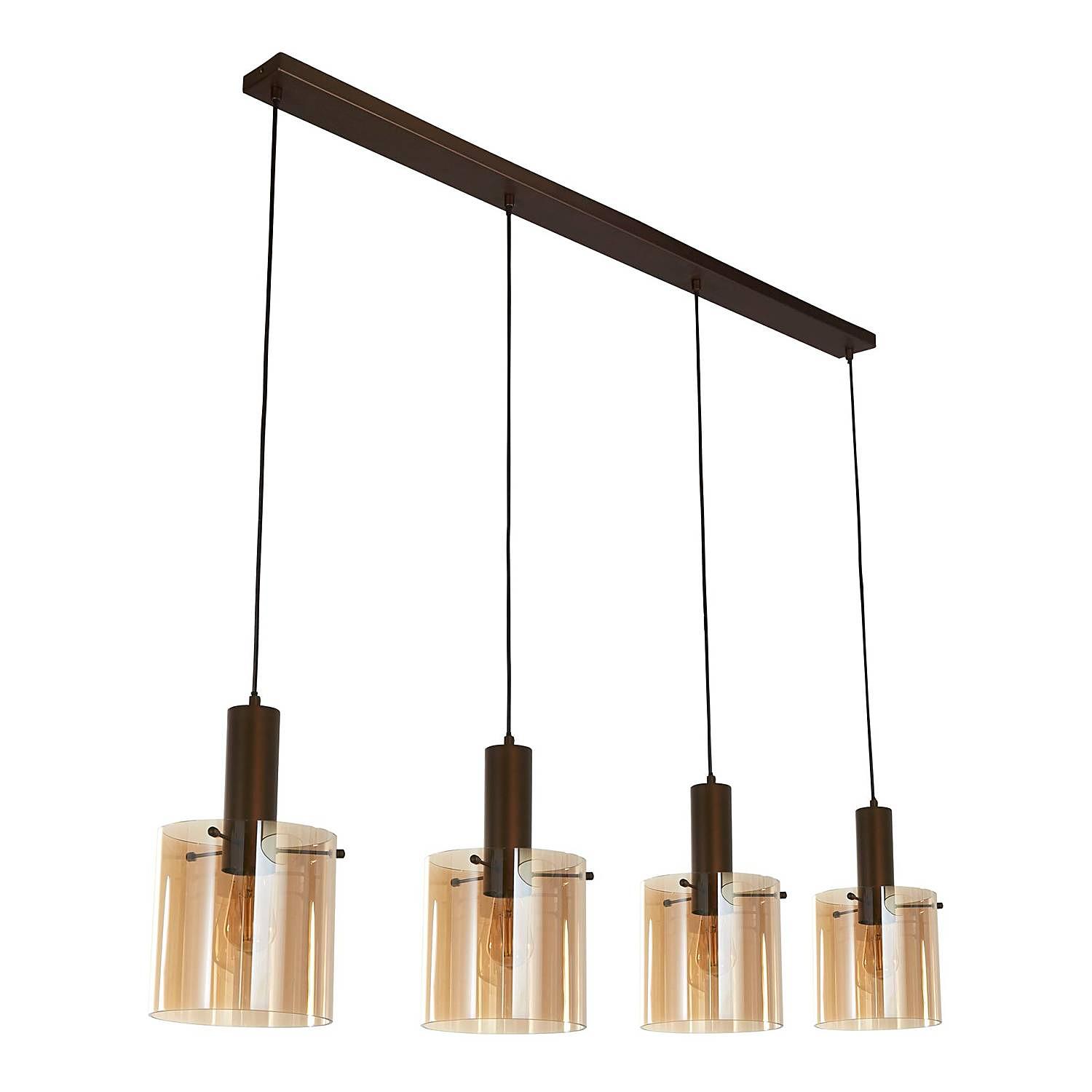 Pendelleuchte Sweden Glas / Stahl 4-flammig Bernstein 3