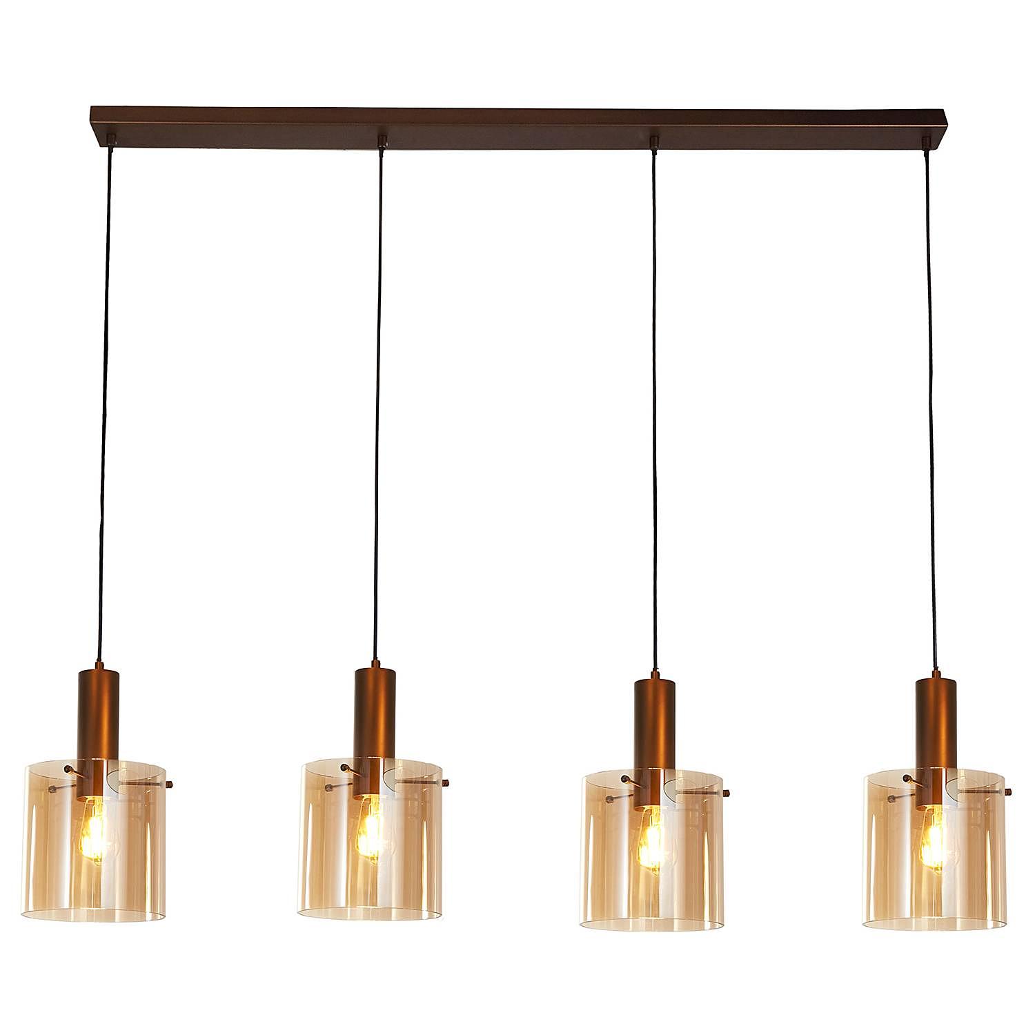 Pendelleuchte Sweden Glas / Stahl 4-flammig Bernstein 0