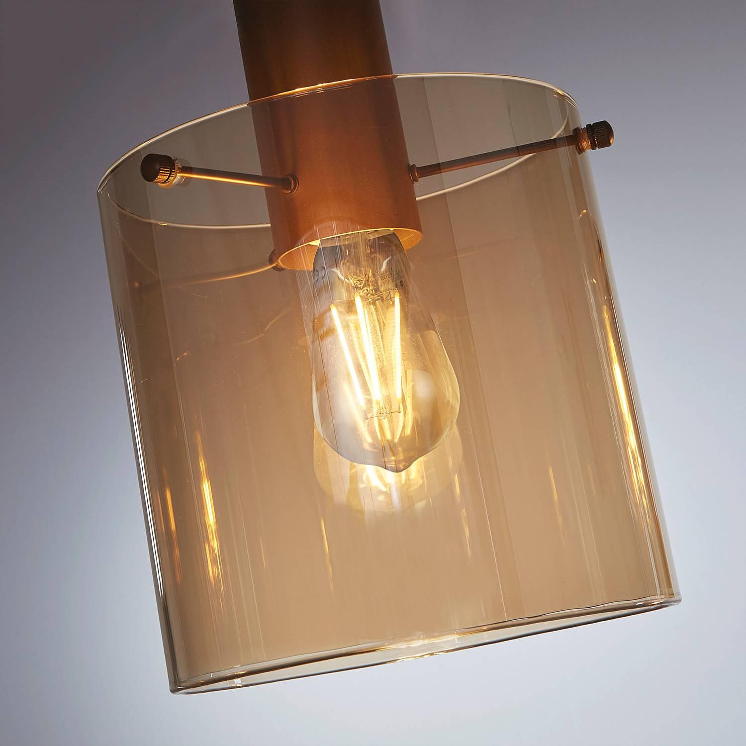 Pendelleuchte Sweden Glas / Stahl 4-flammig Bernstein 4