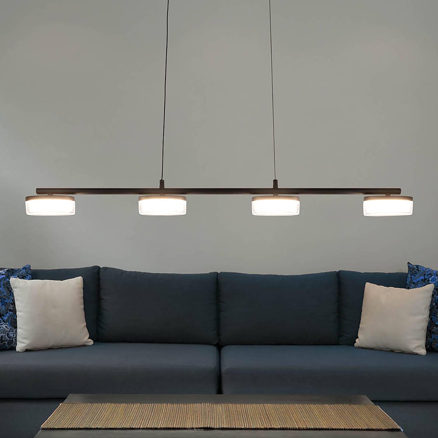 LED-Pendelleuchte Cimo Eisen / Acrylglas Schwarz 4-flammig 1