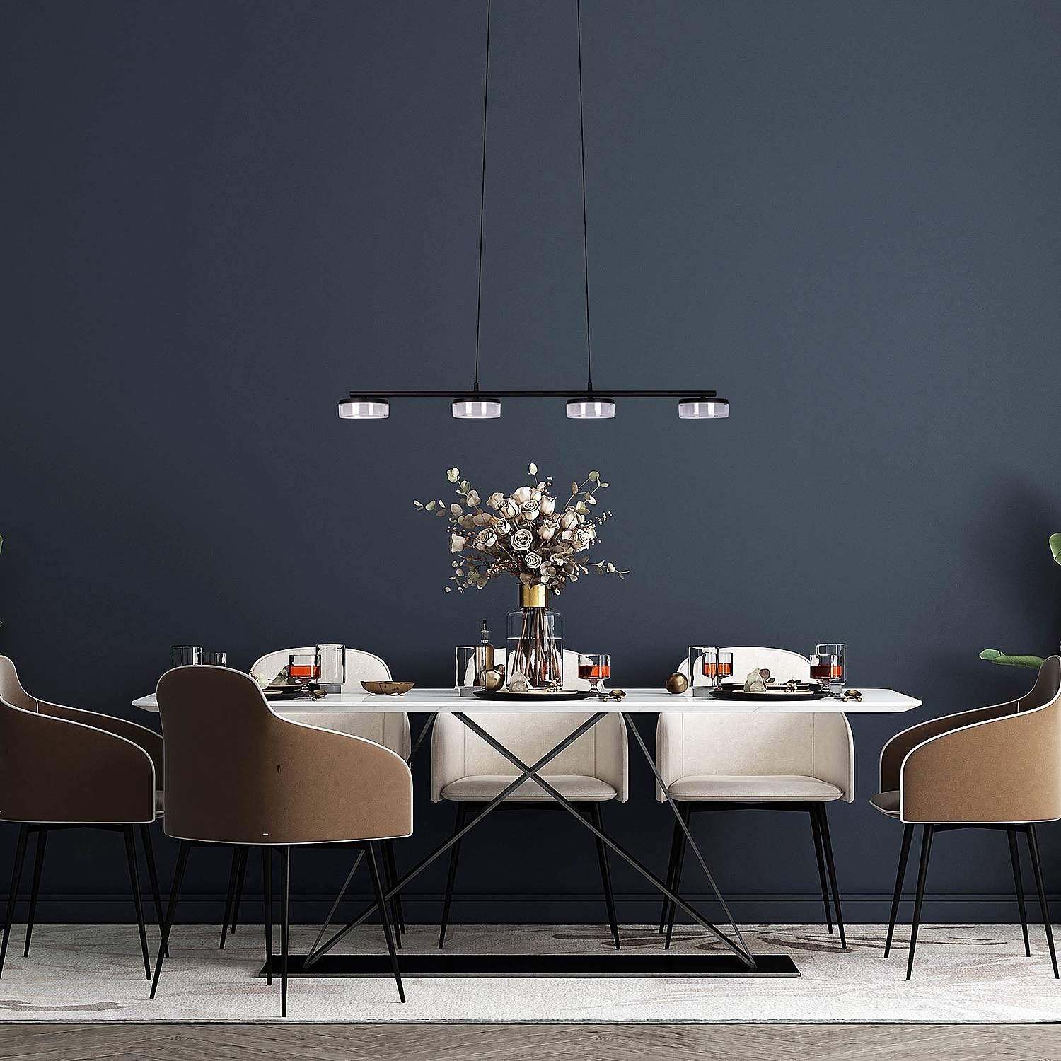LED-Pendelleuchte Cimo Eisen / Acrylglas Schwarz 4-flammig 3