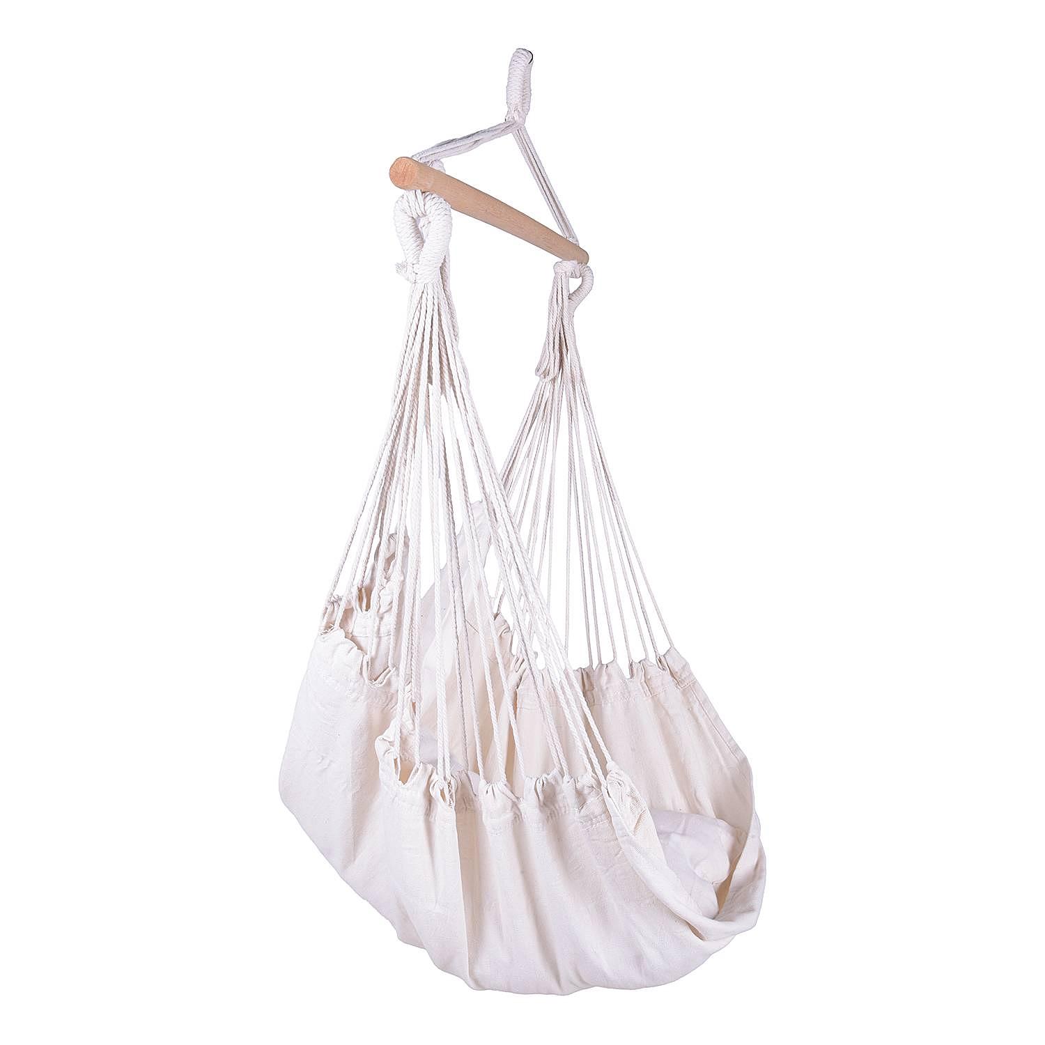 Hängessessel Tobago Baumwollstoff / Pappel massiv Beige 1