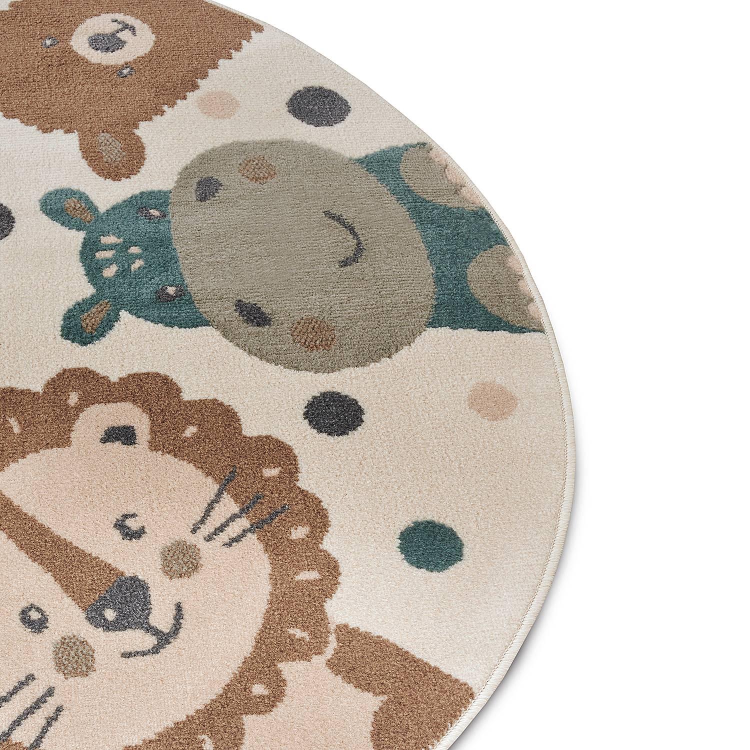 Kinderteppich Animal Party Jute / Polypropylen Beige 1