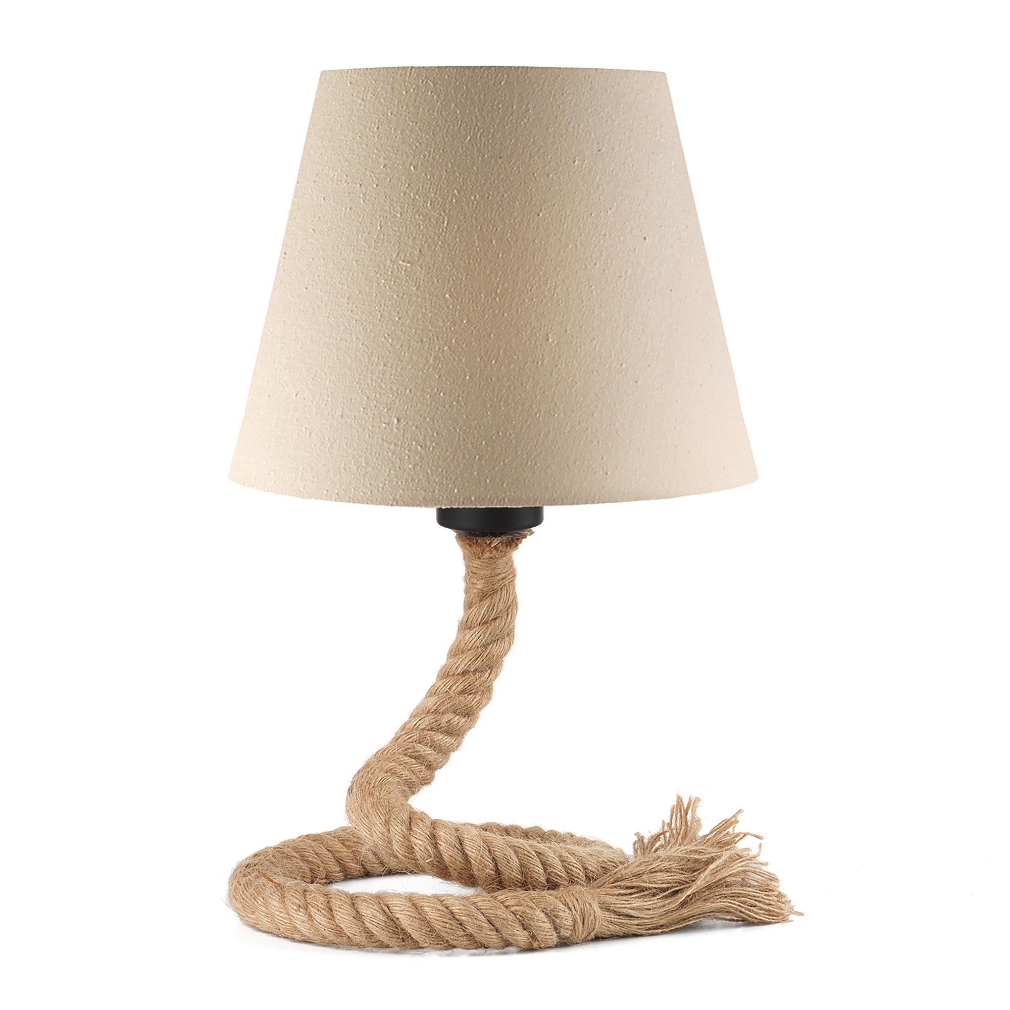 Tischleuchte Corda Mauli Baumwollstoff / Rattan 0