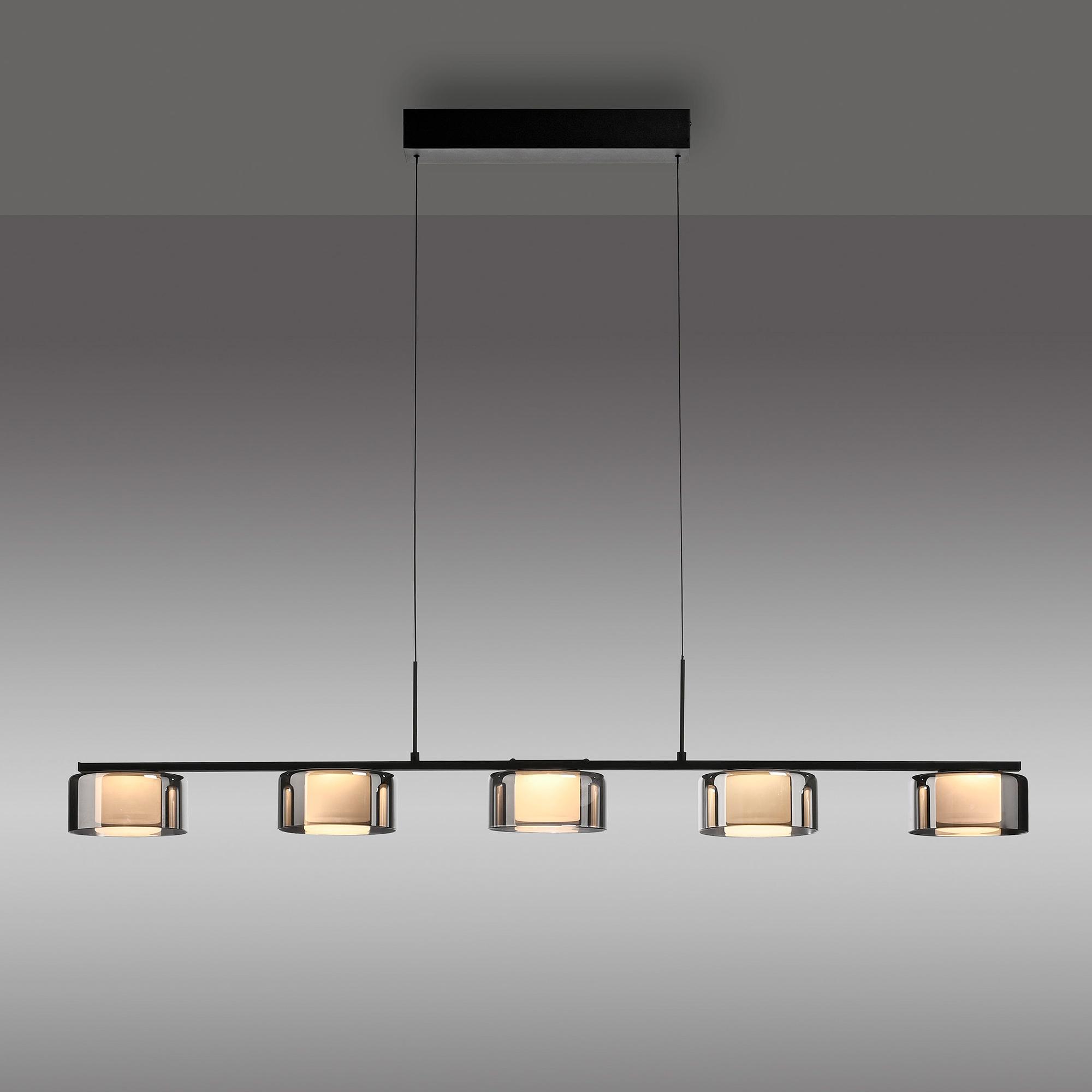 LED-Pendelleuchte Rika Typ B Klarglas / Eisen Schwarz 1