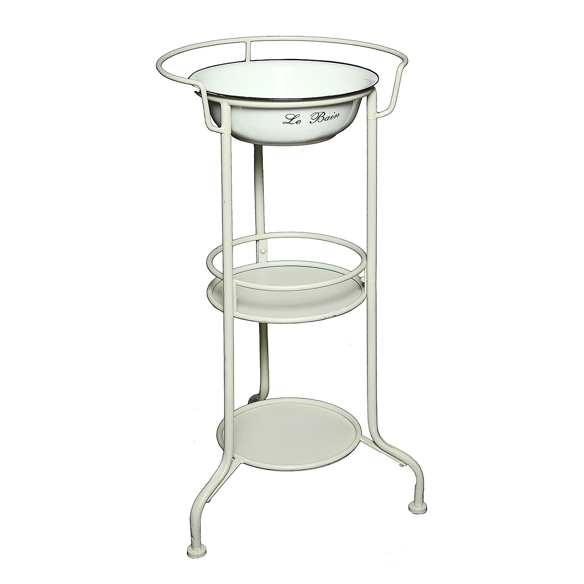 Waschschüssel Pasti mit Stand Eisen / Emaille Cremefarben 1