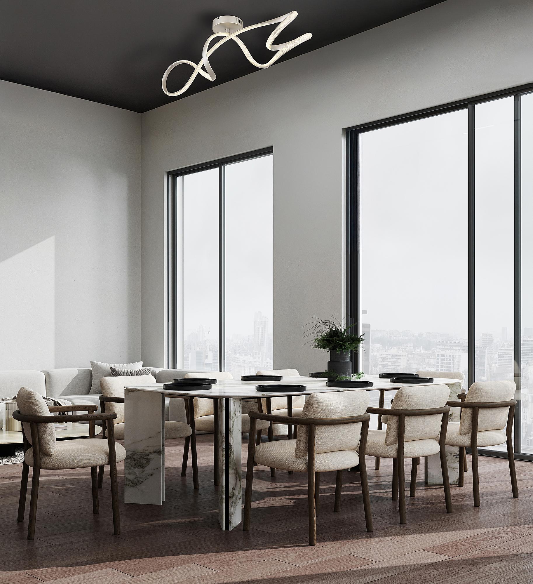 LED-Deckenleuchte Swirl Eisen / Acrylglas 1-flammig Silber 2