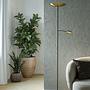LED-Stehleuchte Conivarino Stahl 2-flammig Schwarz / Messing 2