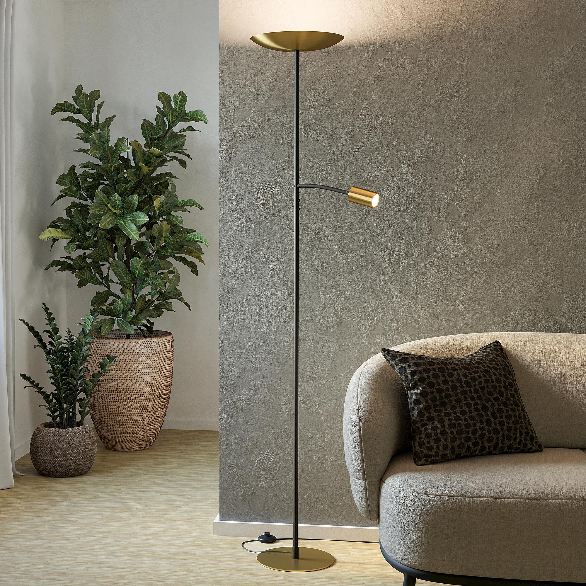 LED-Stehleuchte Conivarino Stahl 2-flammig Schwarz / Messing 0