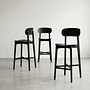 2x Gem Bar Stool Ash Wood Black 1