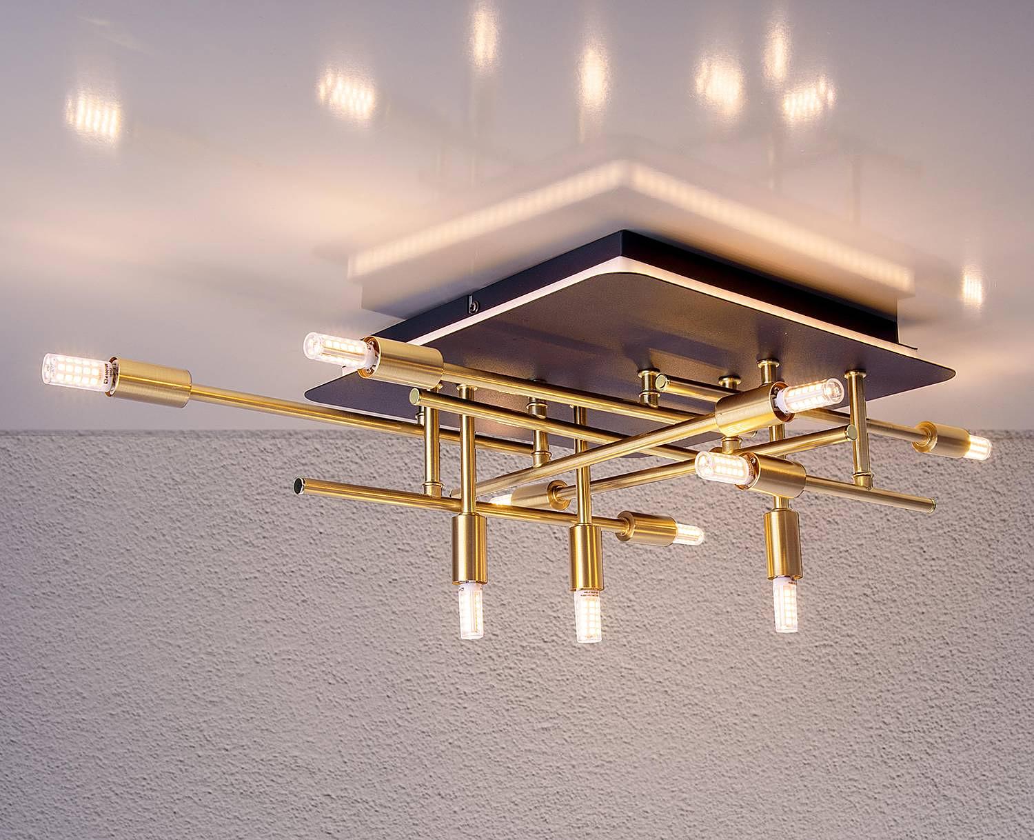 Näve Ancona Aluminium Deckenleuchte Schwarz Gold 0
