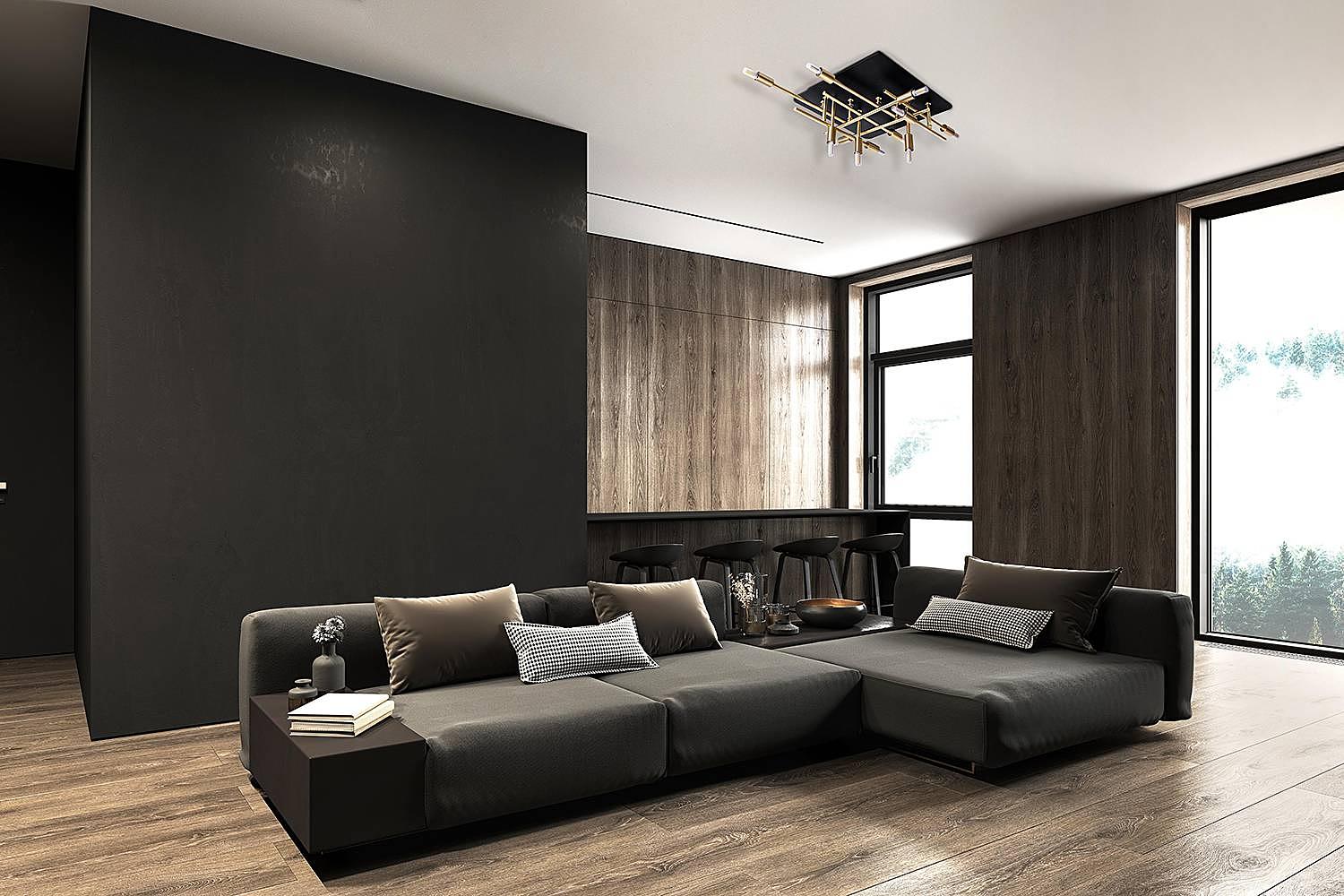 Näve Ancona Aluminium Deckenleuchte Schwarz Gold 2