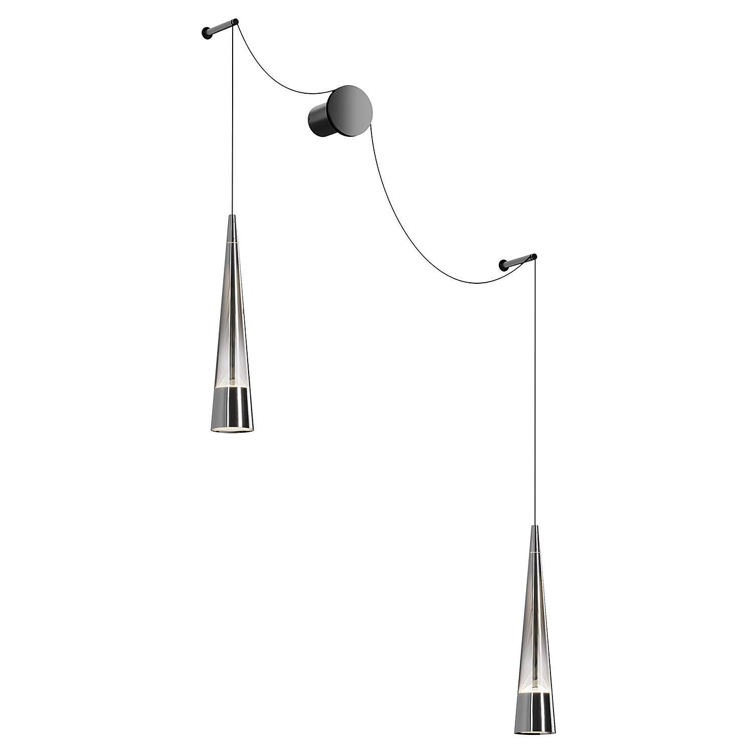 LED-Wandleuchte Sintesi Rauchglas / Metall 2-flammig 4