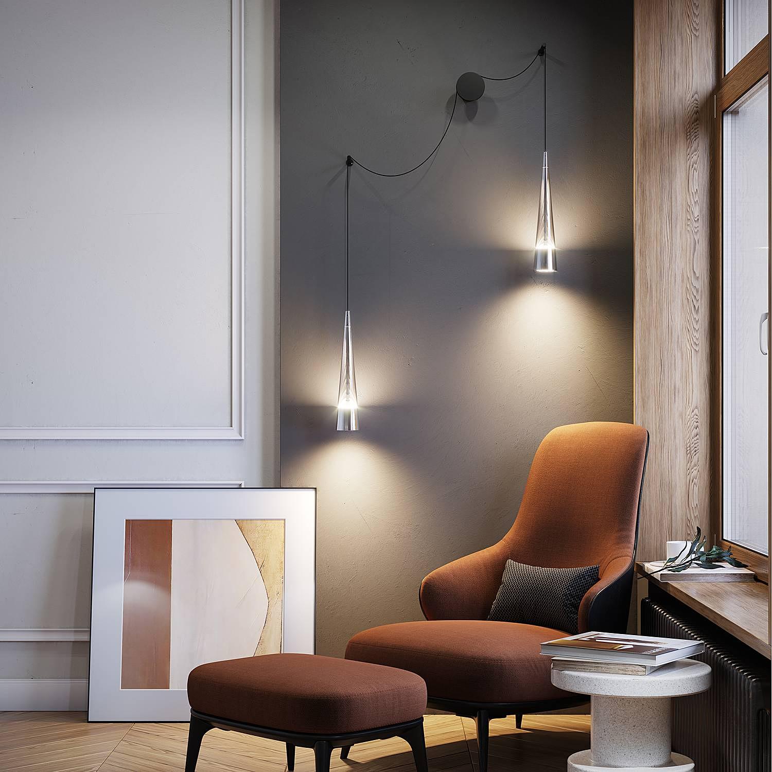 LED-Wandleuchte Sintesi Rauchglas / Metall 2-flammig 3