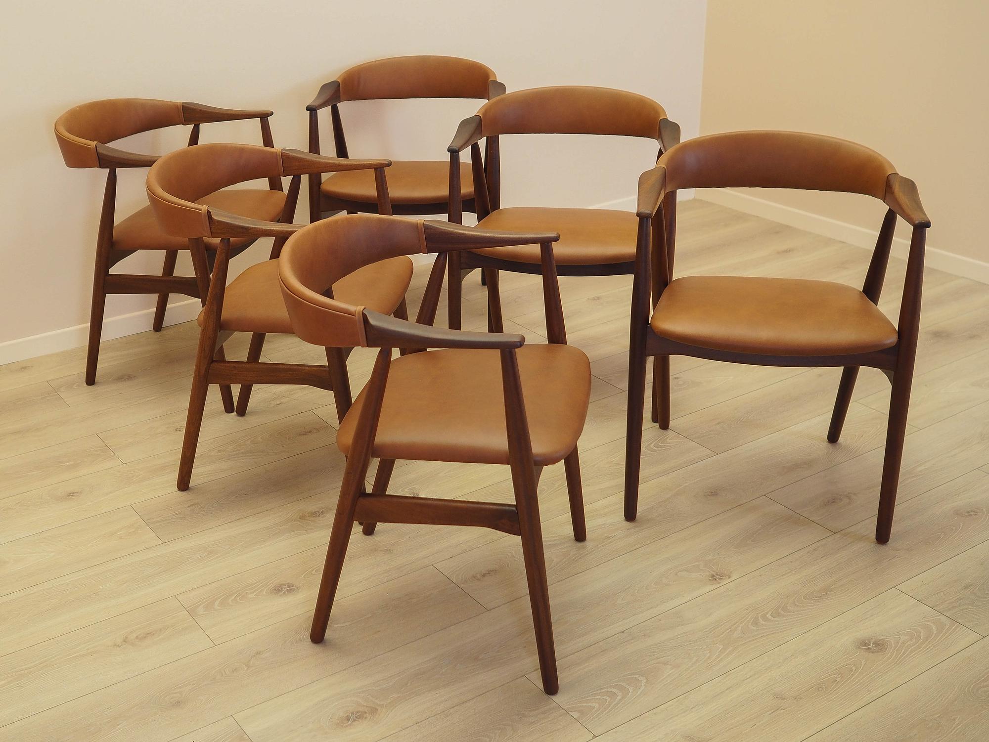 Sechser-Set Teak-Stühle 1970er Jahre 5